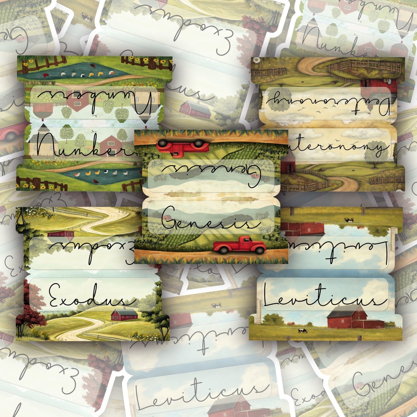 Farm Truck Bible Tabs, Vintage Red Truck Bible Divider Tabs, Country Scripture Tabs, Rustic Faith Accessories, Bible Tabs