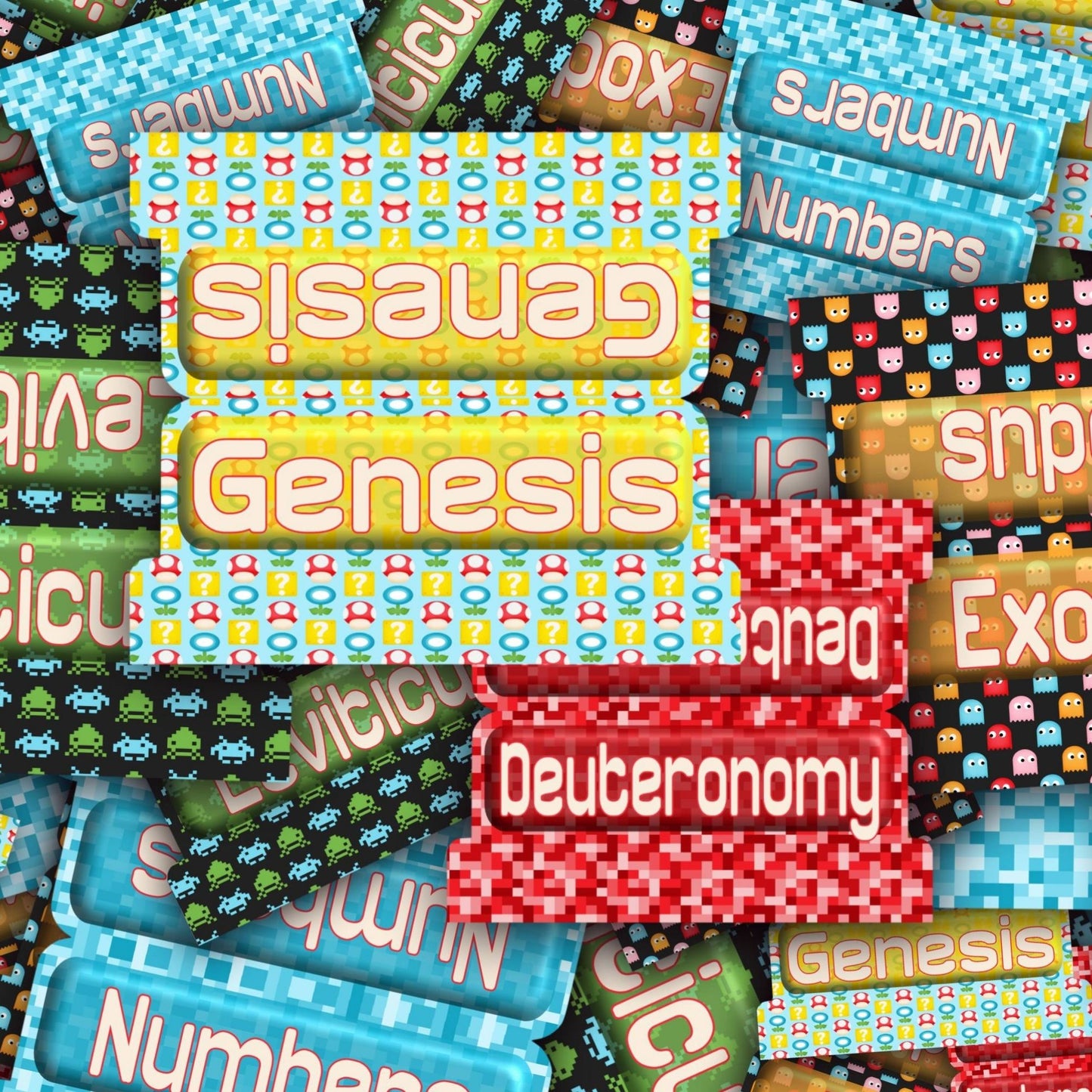 Retro Video Game Bible Tabs, Gamer-Themed Christian Tabs for Kids, Teens & Adults, Pixel Bible Study Accessories, Scripture Tab Set