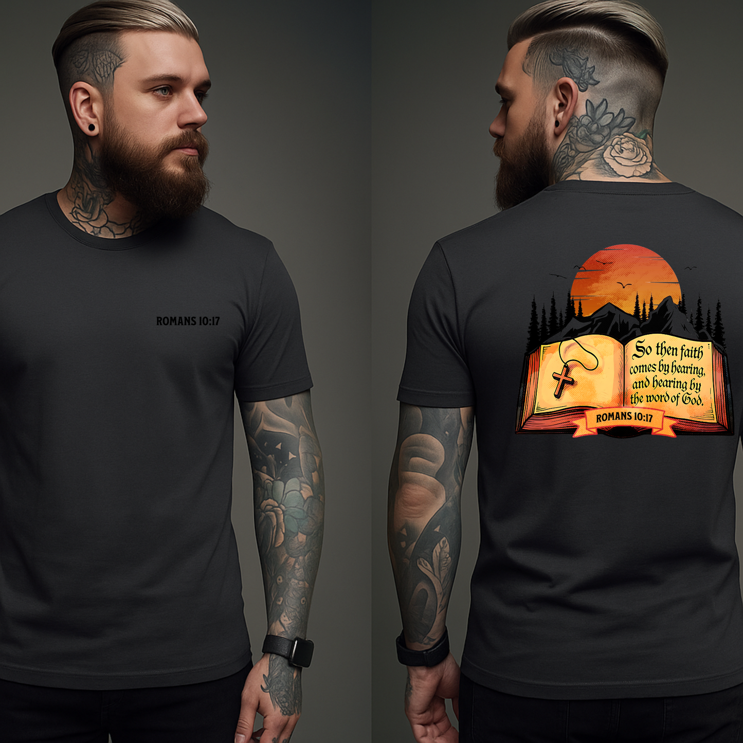 Romans 10:17 Faith Shirt, Scripture Verse Christian T-Shirt, Bible Graphic Tee, Hearing by the Word of God