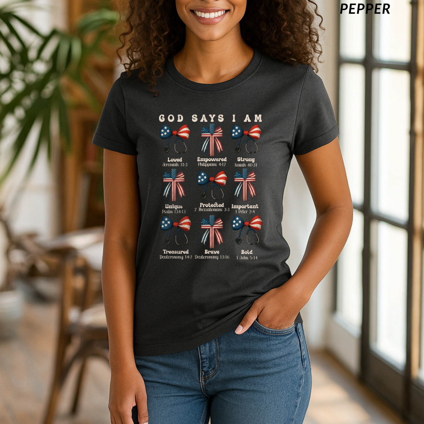 God Says I Am Christian T-Shirt, Patriotic medical professional Shirt, Bible Verse Tee, 4th of July Shirt