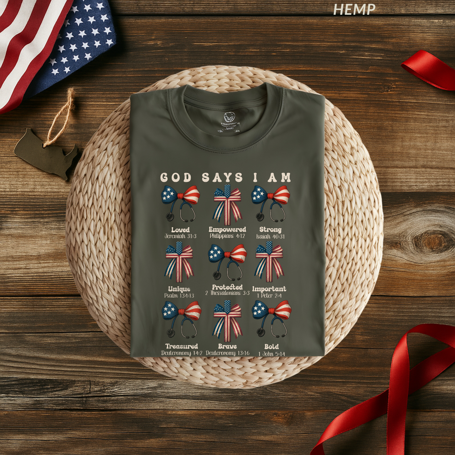 God Says I Am Christian T-Shirt, Patriotic medical professional Shirt, Bible Verse Tee, 4th of July Shirt