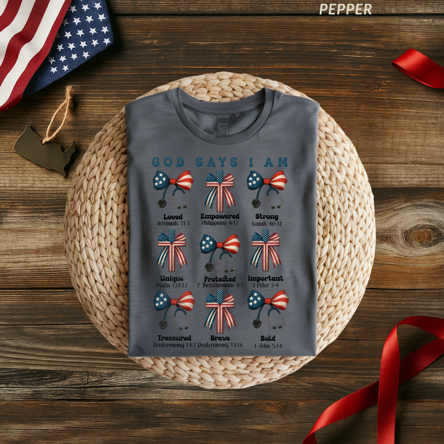 God Says I Am Christian T-Shirt, Patriotic medical professional Shirt, Bible Verse Tee, 4th of July Shirt