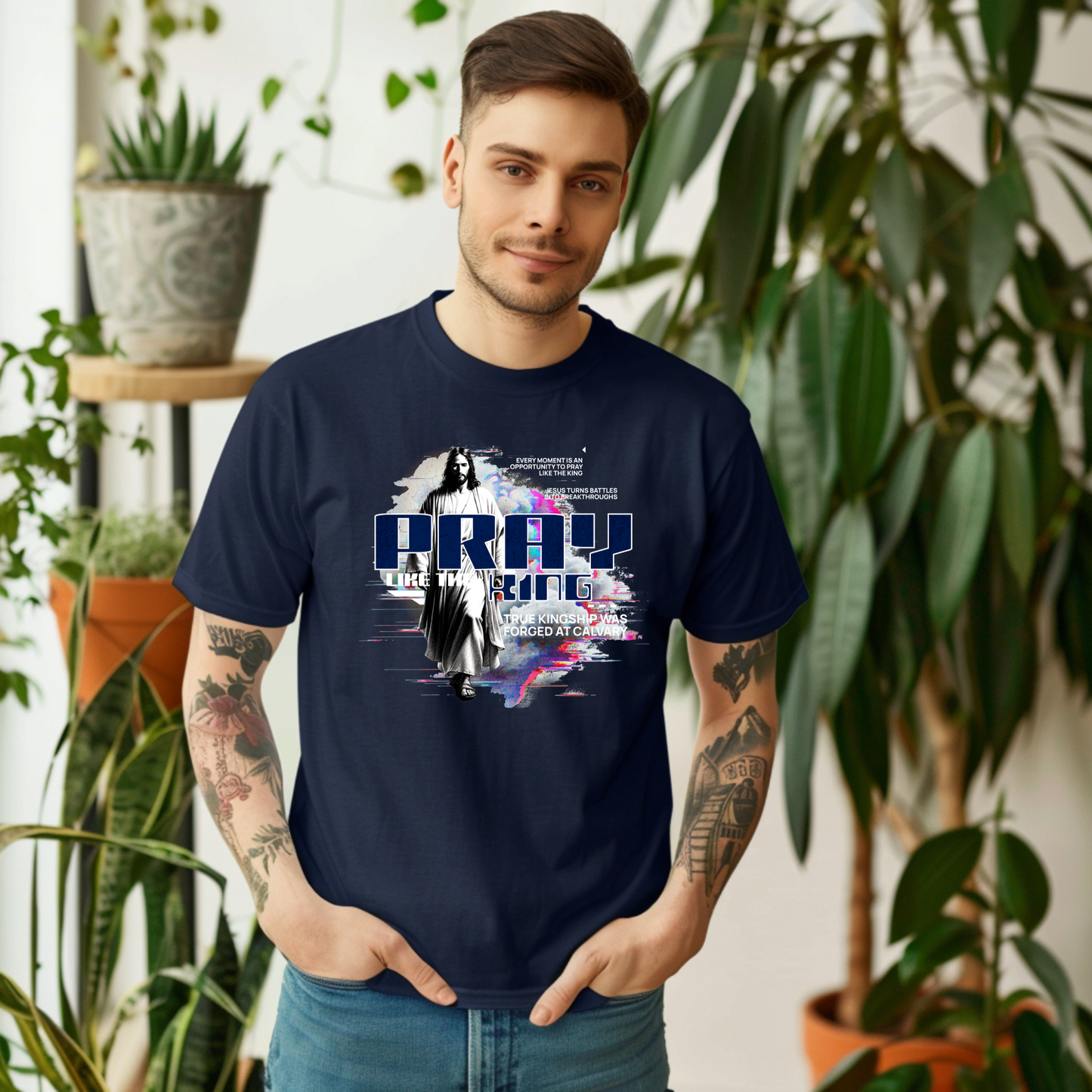 Pray Like the King T-Shirt, Jesus Prayer Shirt for Men & Women, Faith-Based Softstyle Tee, Christian Gift Inspired by Calvary