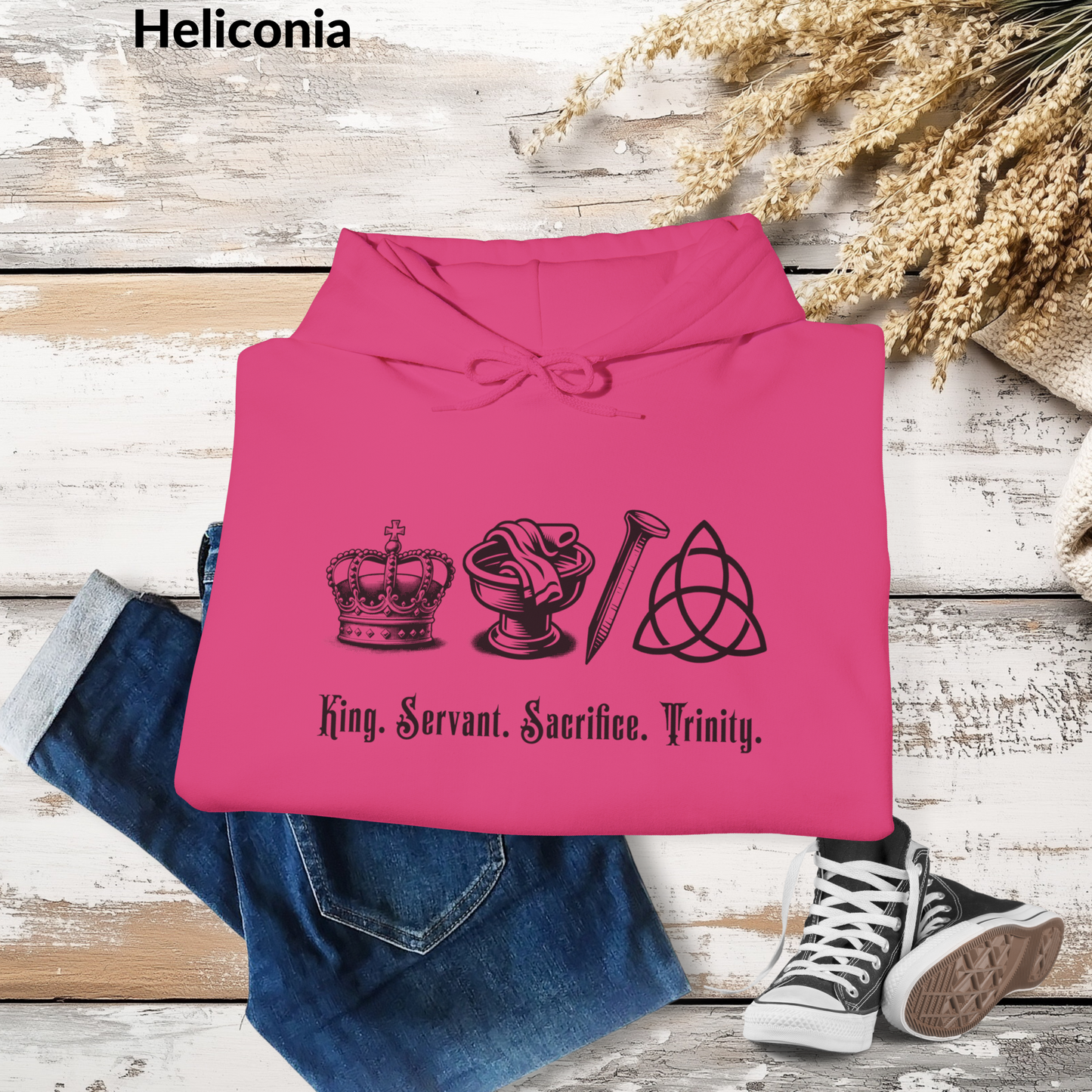 Gospel Message Hoodie, Crown, Basin, Nail and Trinity Design, Faith Based Sweatshirt, Gospel Icons Pullover
