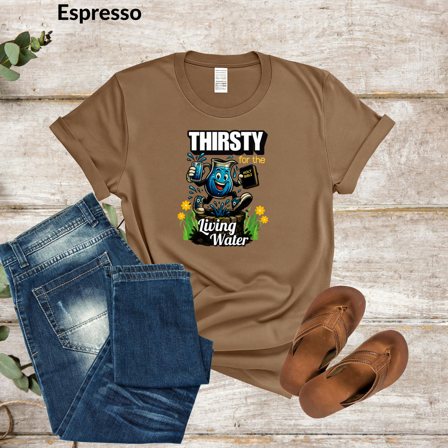 Thirsty Living Water T-Shirt, Fun Retro Graphic Tee, Christian Graphic Tee, Faith-Based Shirt