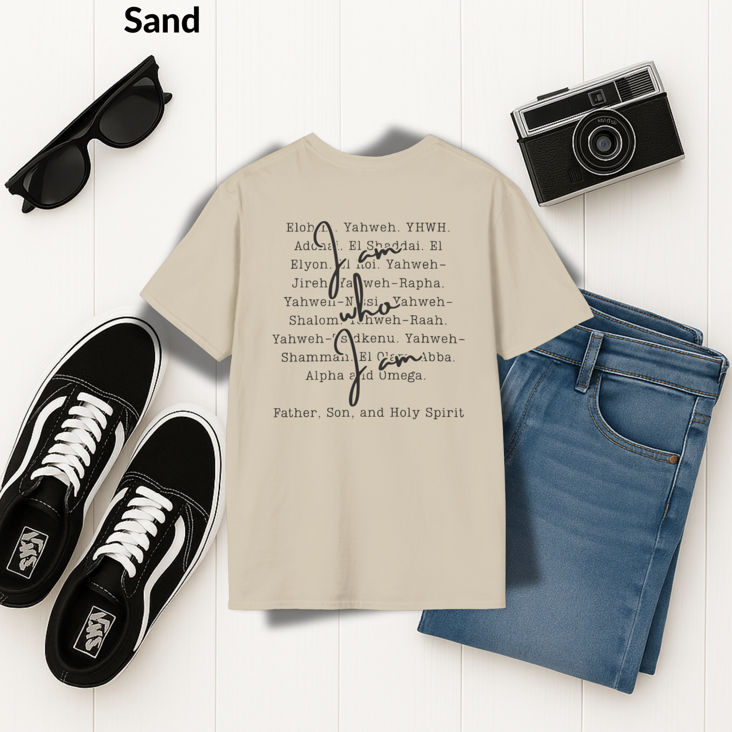 Names of God T-Shirt, Exodus 3:14, Jesus Over All Tee, Christian Typography Shirt, Faith-Based Apparel, Father, Son, and Holy Spirit Shirt