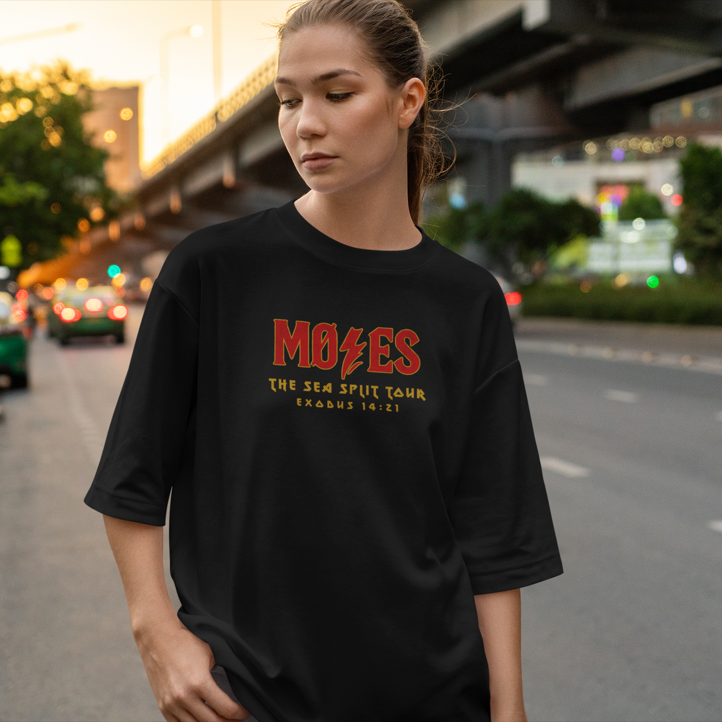 Moses Sea Split Tour Shirt, Exodus 14:21 Christian Rock Band Parody Tee, Faith Based Concert Style T-Shirt, Bible Graphic Tee