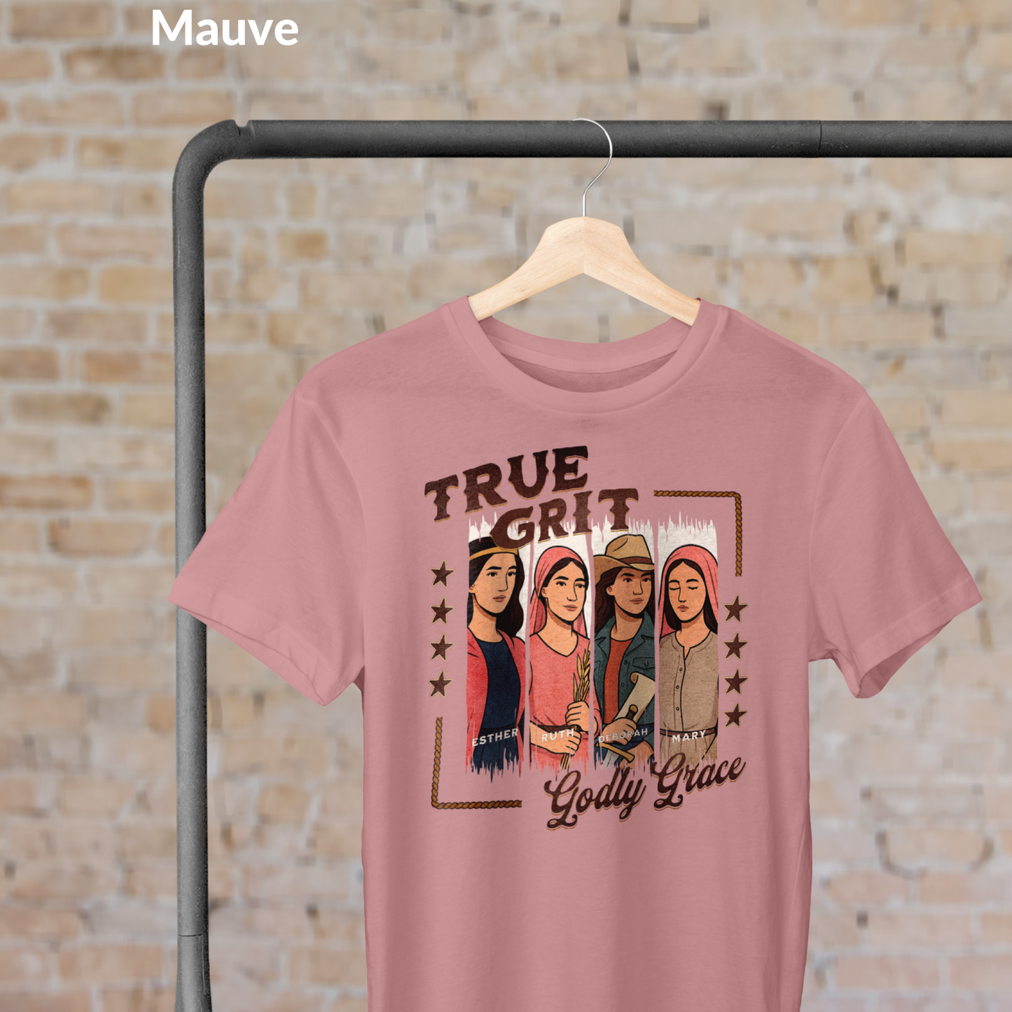 True Grit Godly Grace T-Shirt, Women of the Bible Tee, Christian Western Faith Shirt, Esther Ruth Deborah Mary Graphic Tee