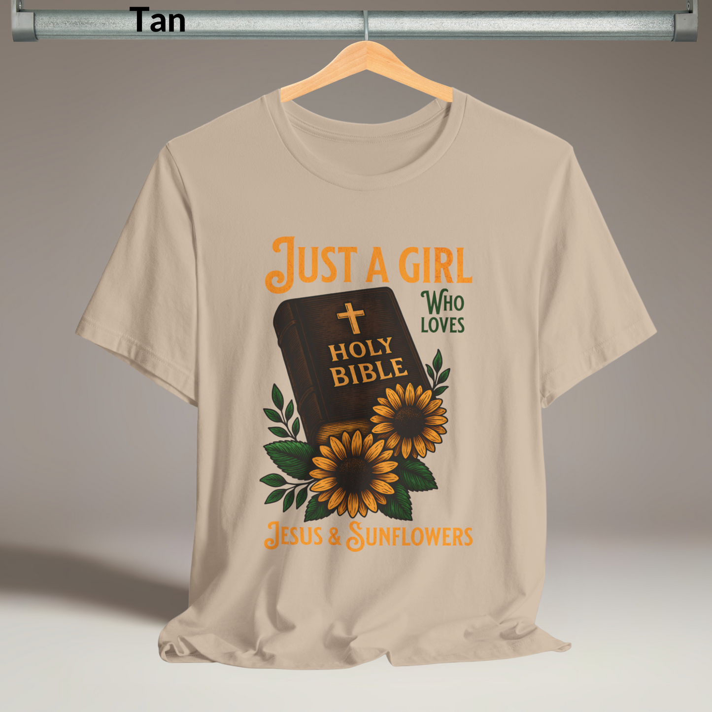 Just a Girl Who Loves Jesus & Sunflowers T-Shirt, Christian Floral Tee for Women, Faith-Based Gift, Cute Scripture Shirt
