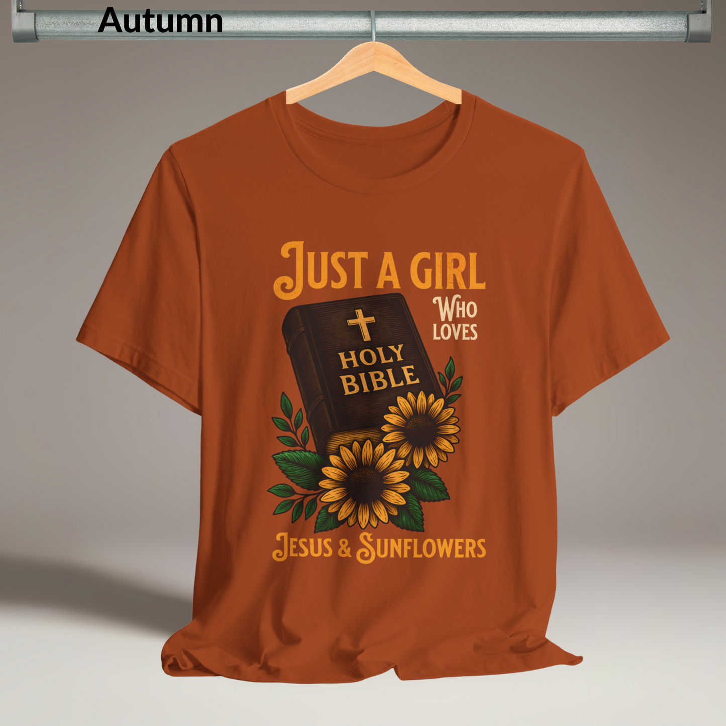 Just a Girl Who Loves Jesus & Sunflowers T-Shirt, Christian Floral Tee for Women, Faith-Based Gift, Cute Scripture Shirt