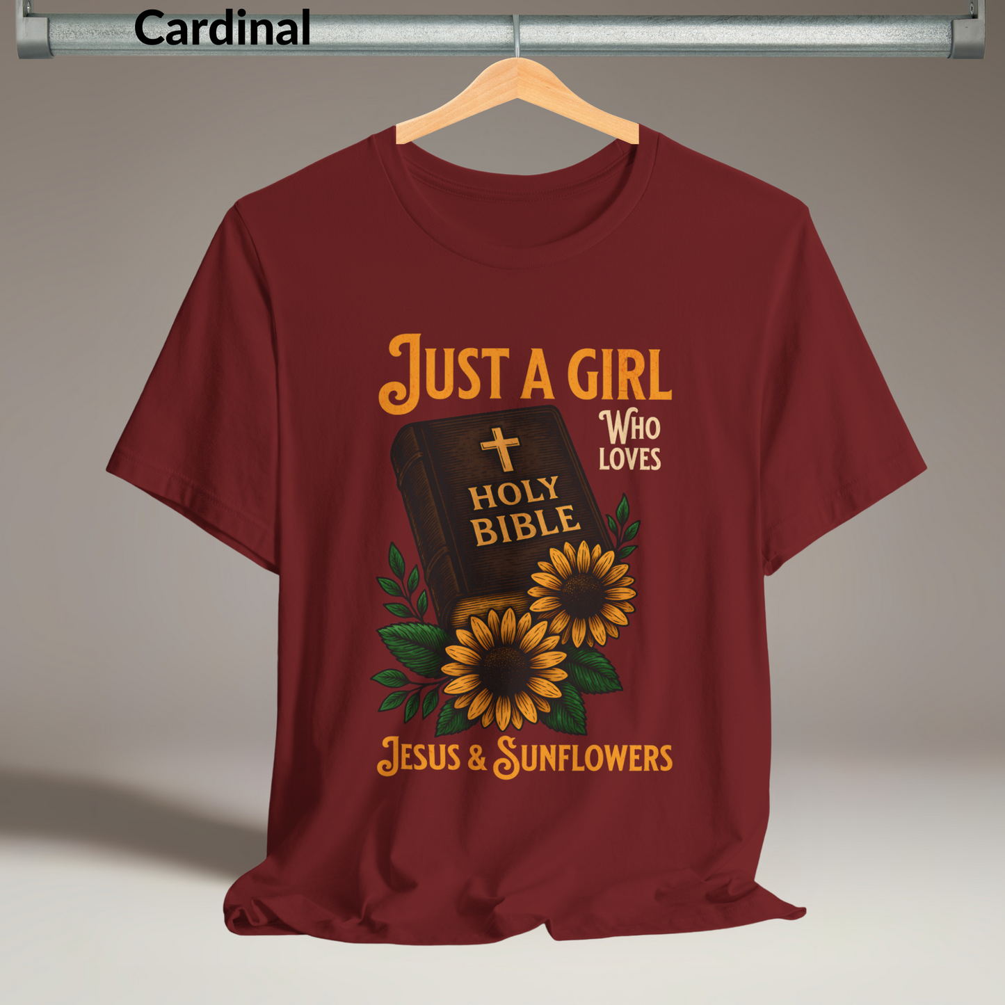 Just a Girl Who Loves Jesus & Sunflowers T-Shirt, Christian Floral Tee for Women, Faith-Based Gift, Cute Scripture Shirt