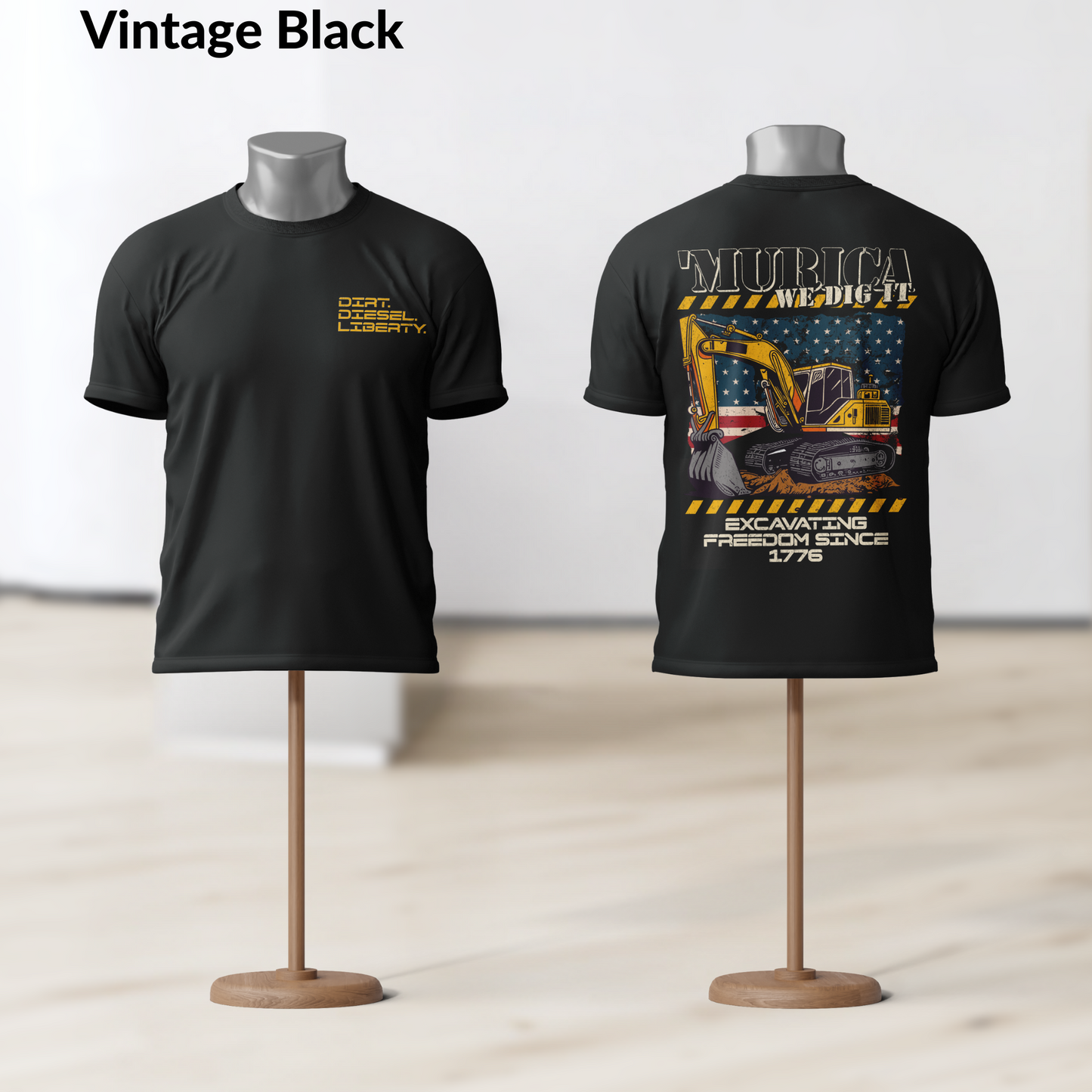Murica We Dig It Construction Tee, Dirt Diesel Liberty Patriotic Shirt, Excavating Freedom Since 1776, Vintage American Worker Shirt