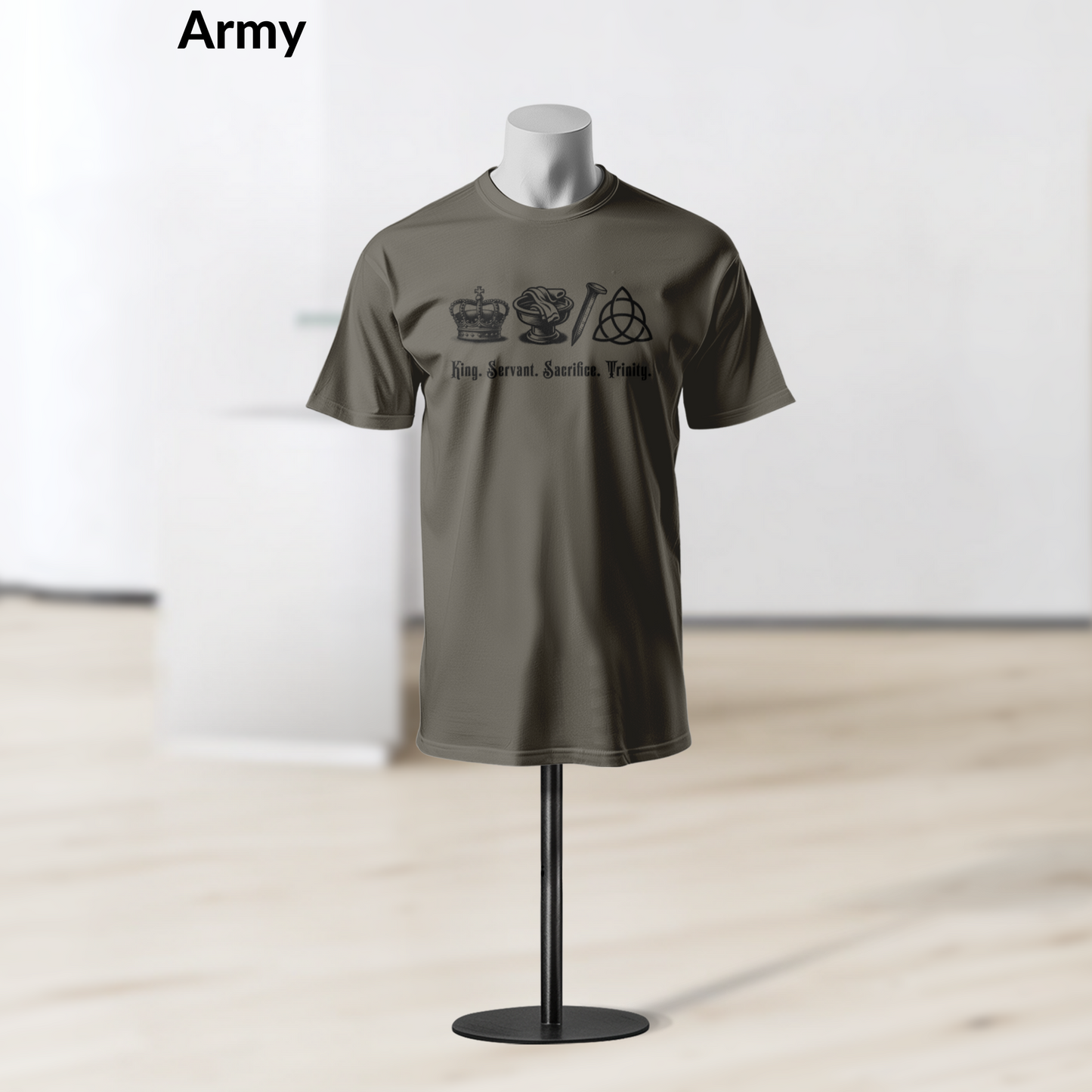 Gospel Message Tee, Christian Shirt, King Jesus, Basin & Towel, Nail, Trinity Symbol