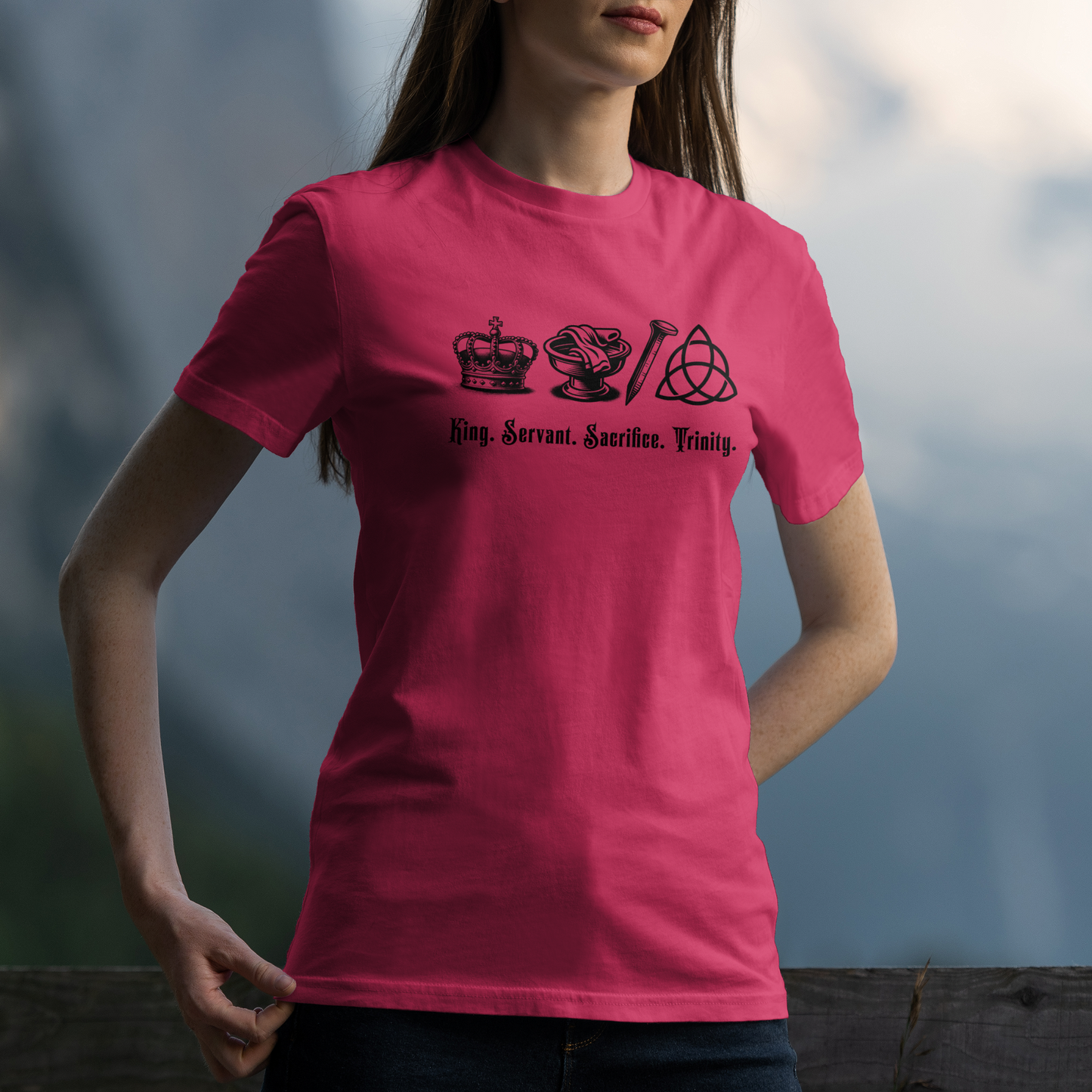 Gospel Message Tee, Christian Shirt, King Jesus, Basin & Towel, Nail, Trinity Symbol
