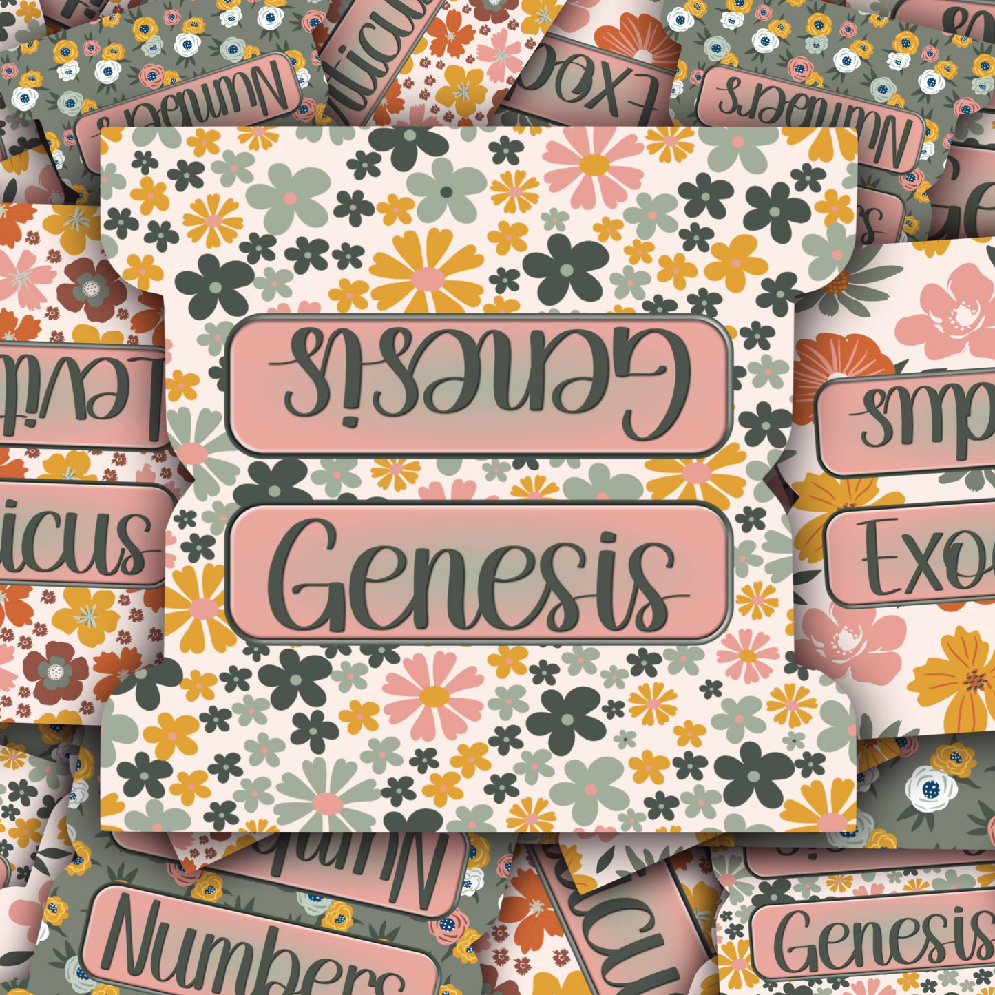 Retro Floral Bible Tabs, Christian Planner Tabs for Women, 70s-Inspired Scripture Tab Set, Faith-Based Bible Accessories
