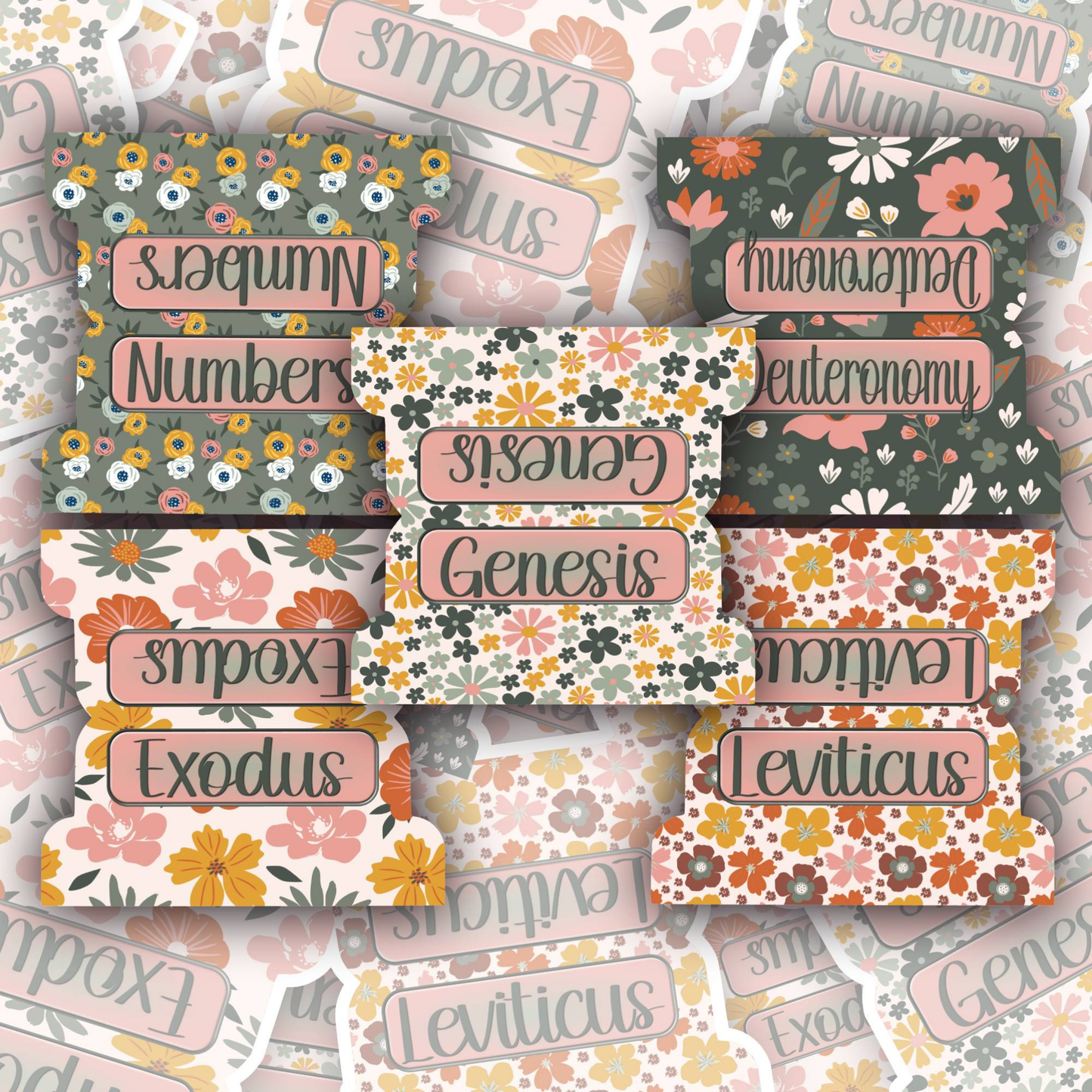Retro Floral Bible Tabs, Christian Planner Tabs for Women, 70s-Inspired Scripture Tab Set, Faith-Based Bible Accessories