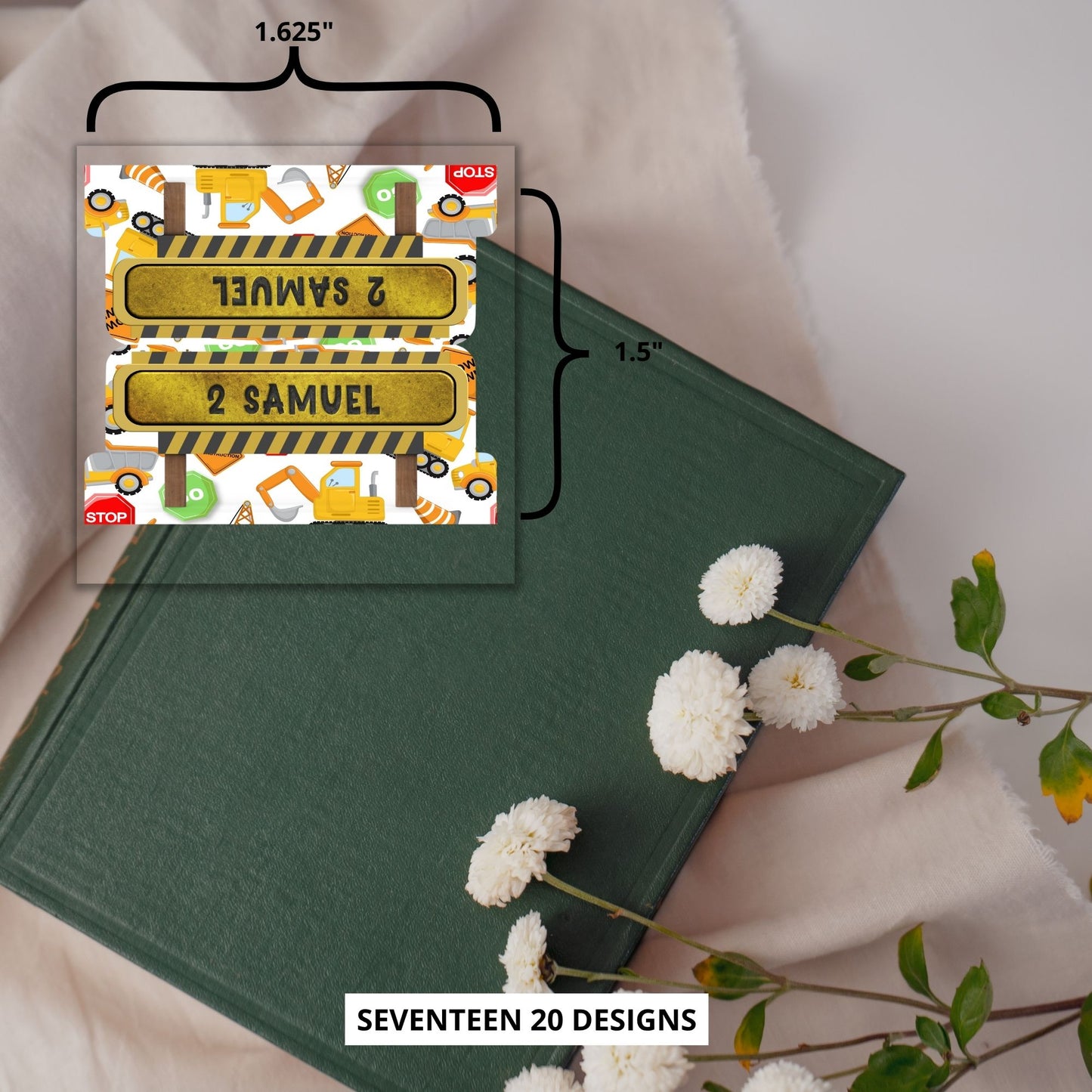 Construction Bible Tabs for Kids, Boys Scripture Tabs, Fun Builder Bible Accessories, Boys Bible Tab Set