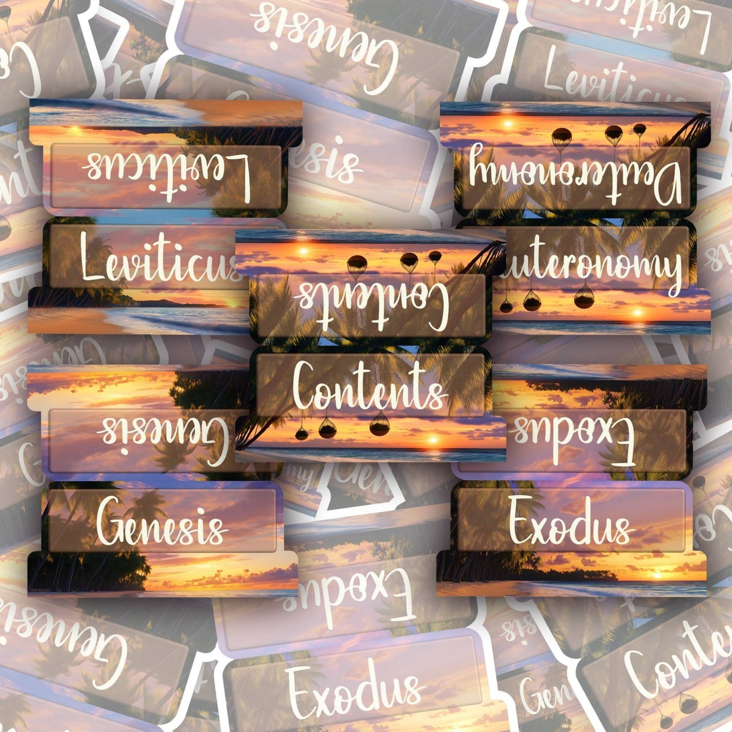 Tropical Sunset Bible Tabs, Bible Book Tabs, Scripture Divider Tabs, Sunset-Themed Bible Tabs