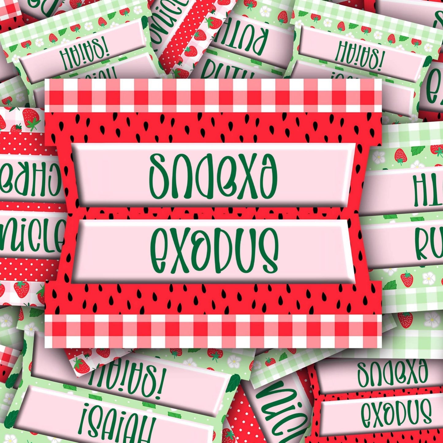 Strawberry Bible Tabs, Cute Bible Tabs for Women, Fruit Theme Scripture Divider, Pink Bible Label Tab, Christian Study Accessory