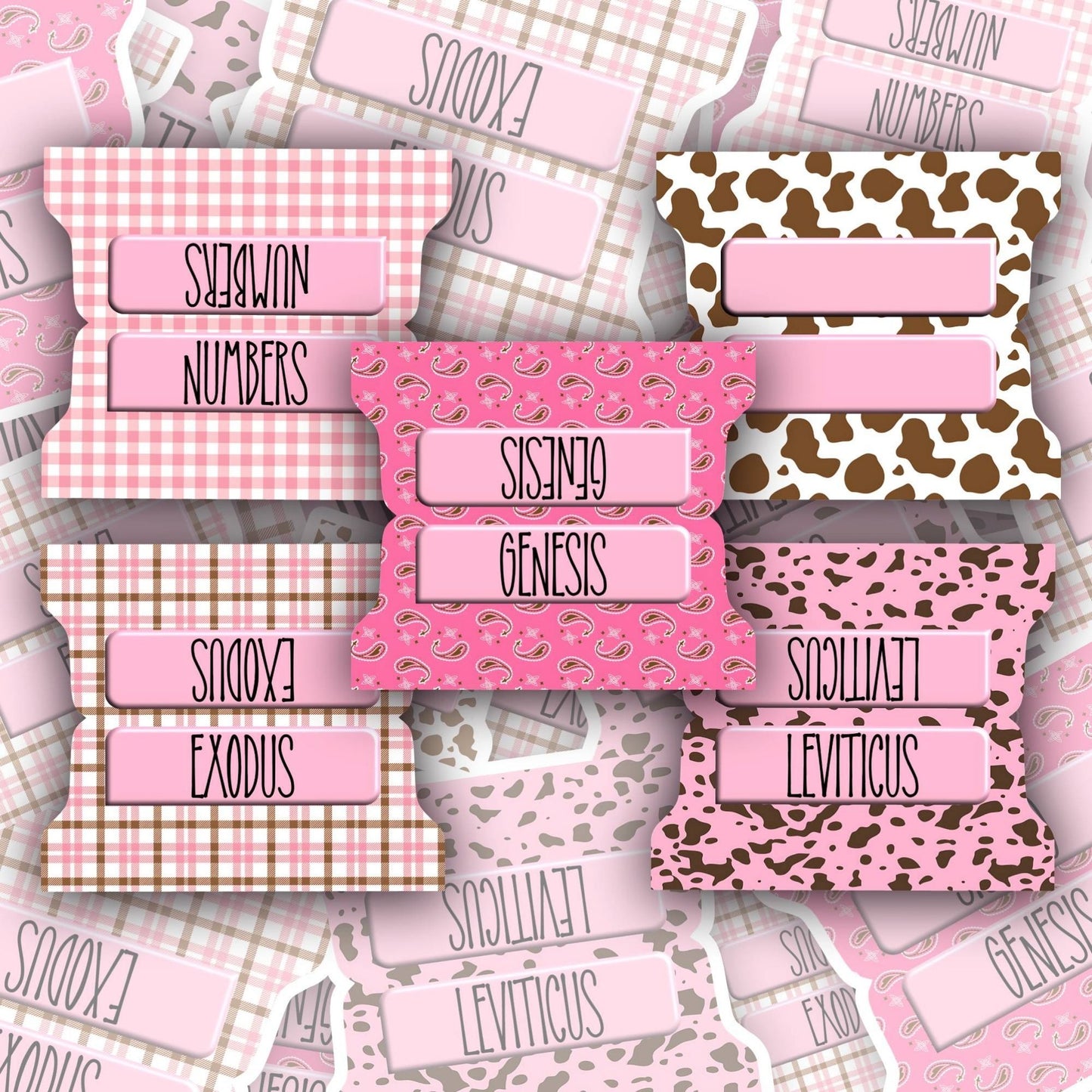 Pink Cowgirl Bible Tabs, Western Scripture Tab Set for Women & Girls, Paisley Faith Planner Accessories, Rodeo-Inspired Bible Gift