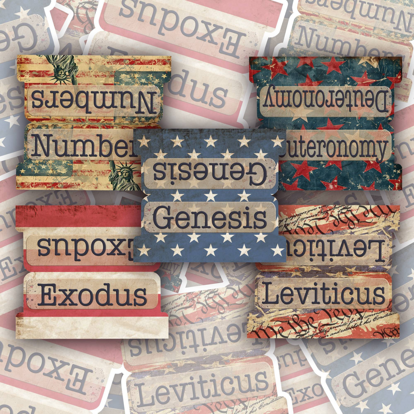 Patriotic Bible Tabs, Rustic Americana Scripture Tab Set, Bible Study Accessories, USA Faith Gift for Christians