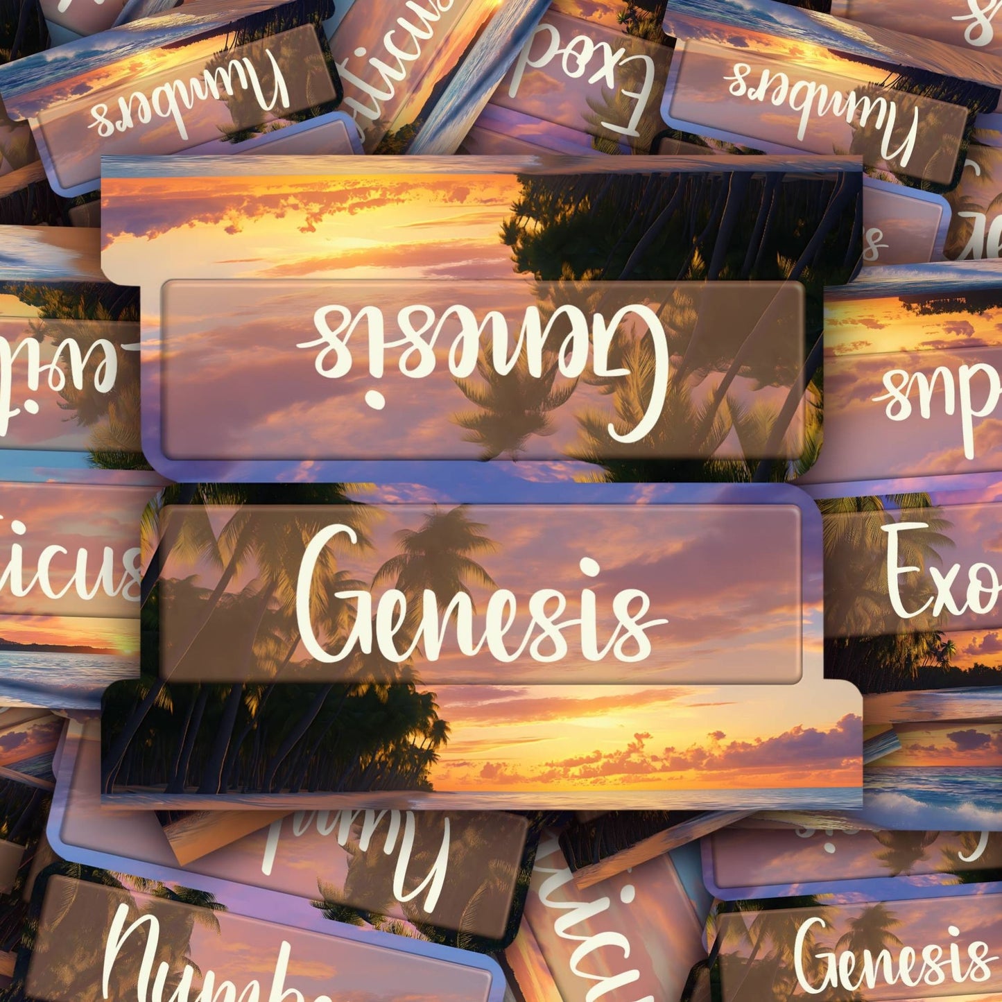 Tropical Sunset Bible Tabs, Bible Book Tabs, Scripture Divider Tabs, Sunset-Themed Bible Tabs