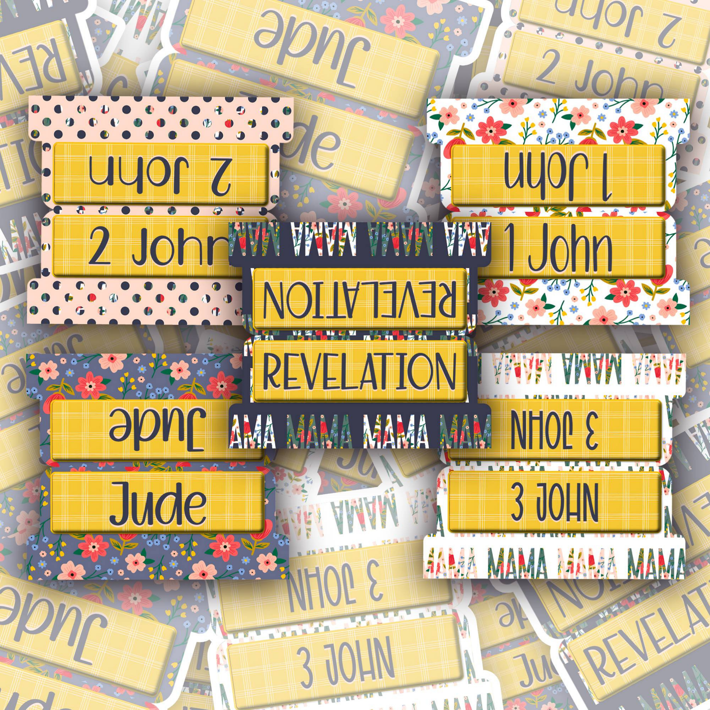 Mama Plaid Bible Tabs, Floral Pink Bible Book Tabs for Moms, Faith-Based Christian Gift, Scripture Tab Dividers for Women