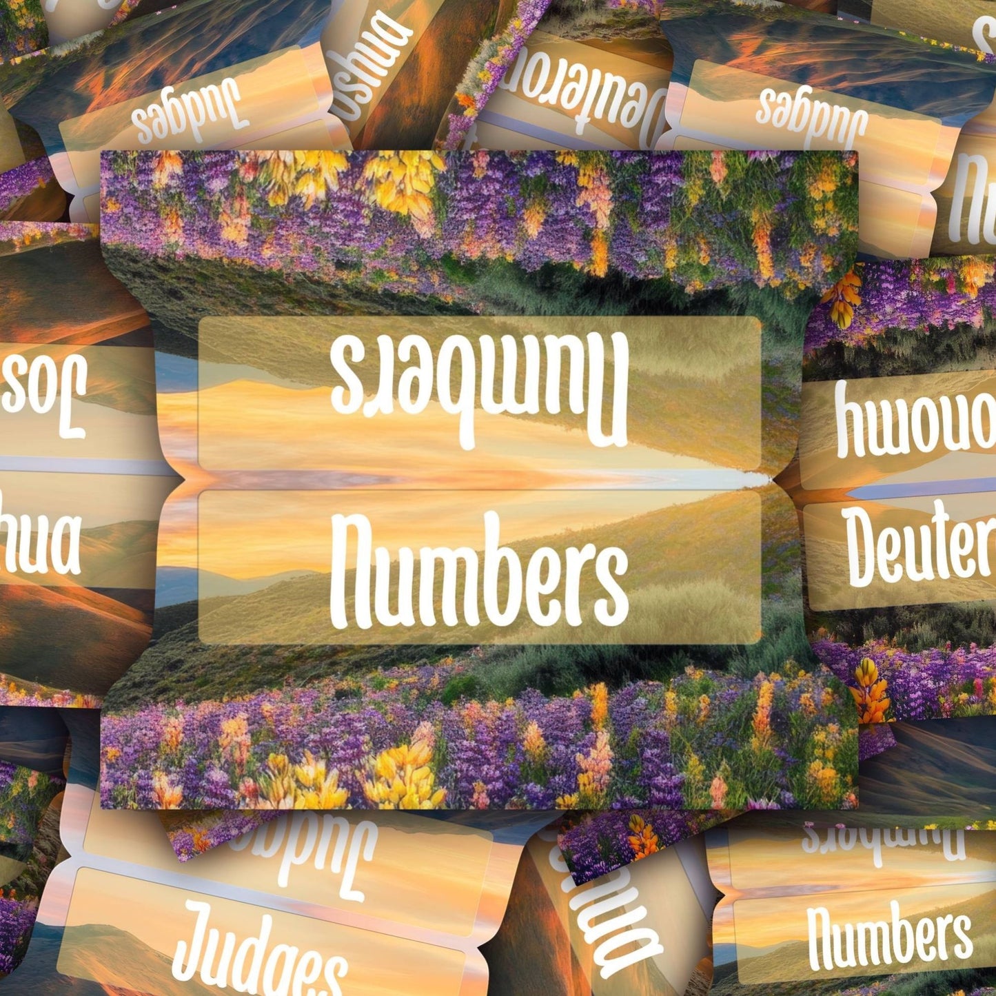 Wildflower Mountain Bible Tabs, Scenic Scripture Divider Tabs, Sunset Floral Bible Book Tabs, Christian Bible Study Accessories