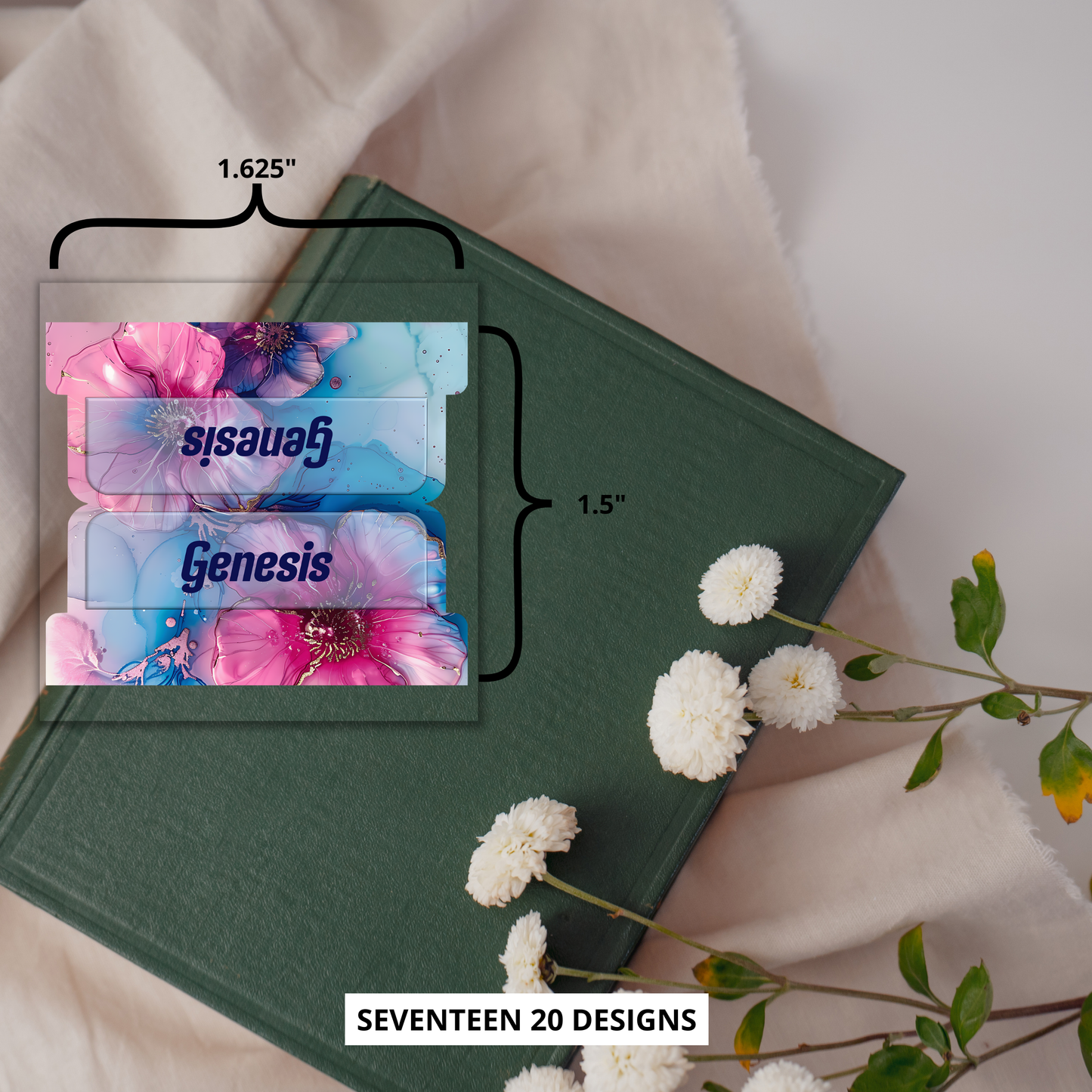 Floral Alcohol Ink Bible Tabs, Bible Book Tabs, Scripture Divider Tabs, Floral Themed Bible Tabs