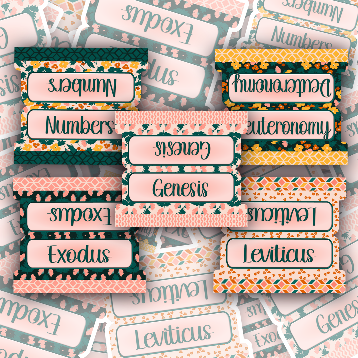 Peach Floral Bible Tabs | Bible Index Tabs for Women | Scripture Tabs for Journaling Bibles | Floral Christian Gifts