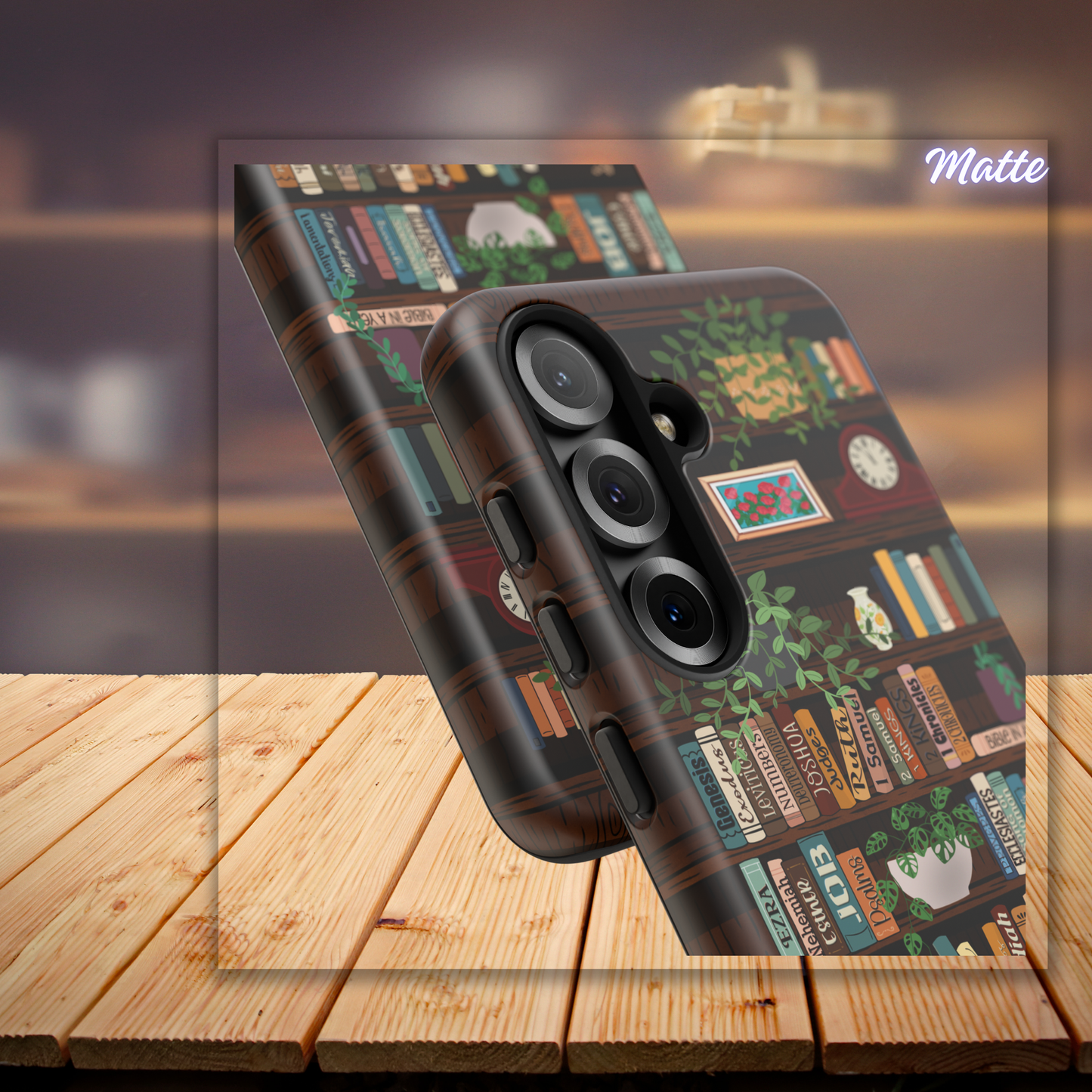 Books of the Bible Bookshelf Phone Case – Faith-Based Scripture Design for iPhone, Samsung, Pixel | Christian Book Stack Case