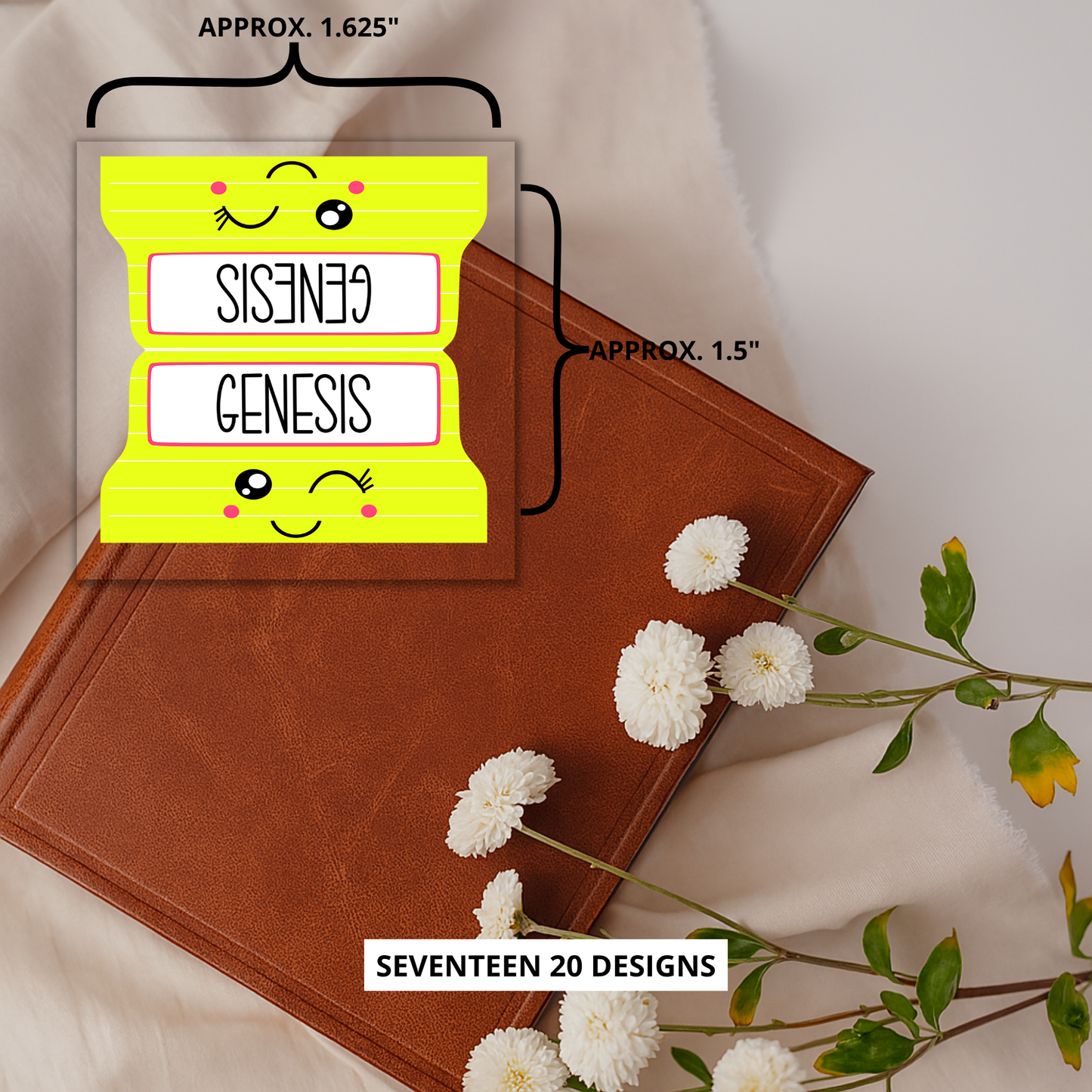 Kawaii Bible Tabs, Fun Bible Book Tabs for Children, Bright Scripture Tabs, Cute Kawaii Tab Set, Bible Study Accessories for Kids