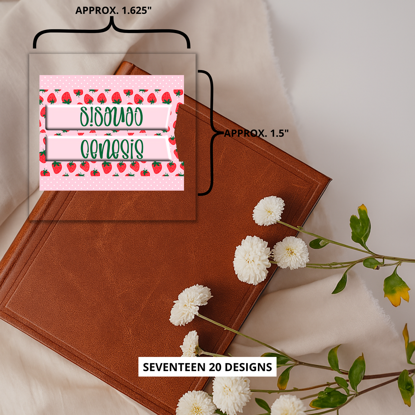 Strawberry Bible Tabs, Cute Bible Tabs for Women, Fruit Theme Scripture Divider, Pink Bible Label Tab, Christian Study Accessory