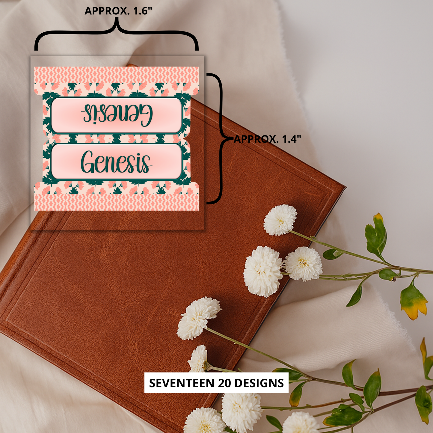 Peach Floral Bible Tabs | Bible Index Tabs for Women | Scripture Tabs for Journaling Bibles | Floral Christian Gifts