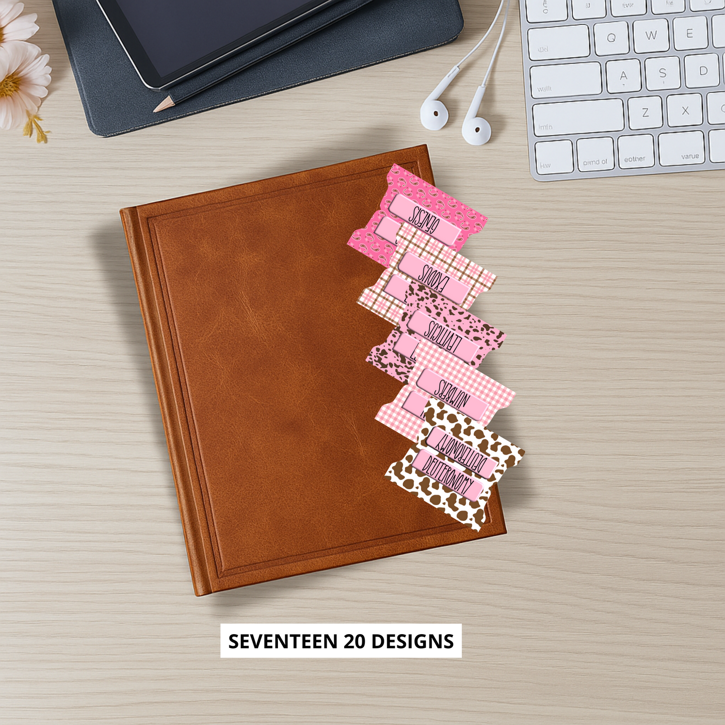 Pink Cowgirl Bible Tabs, Western Scripture Tab Set for Women & Girls, Paisley Faith Planner Accessories, Rodeo-Inspired Bible Gift