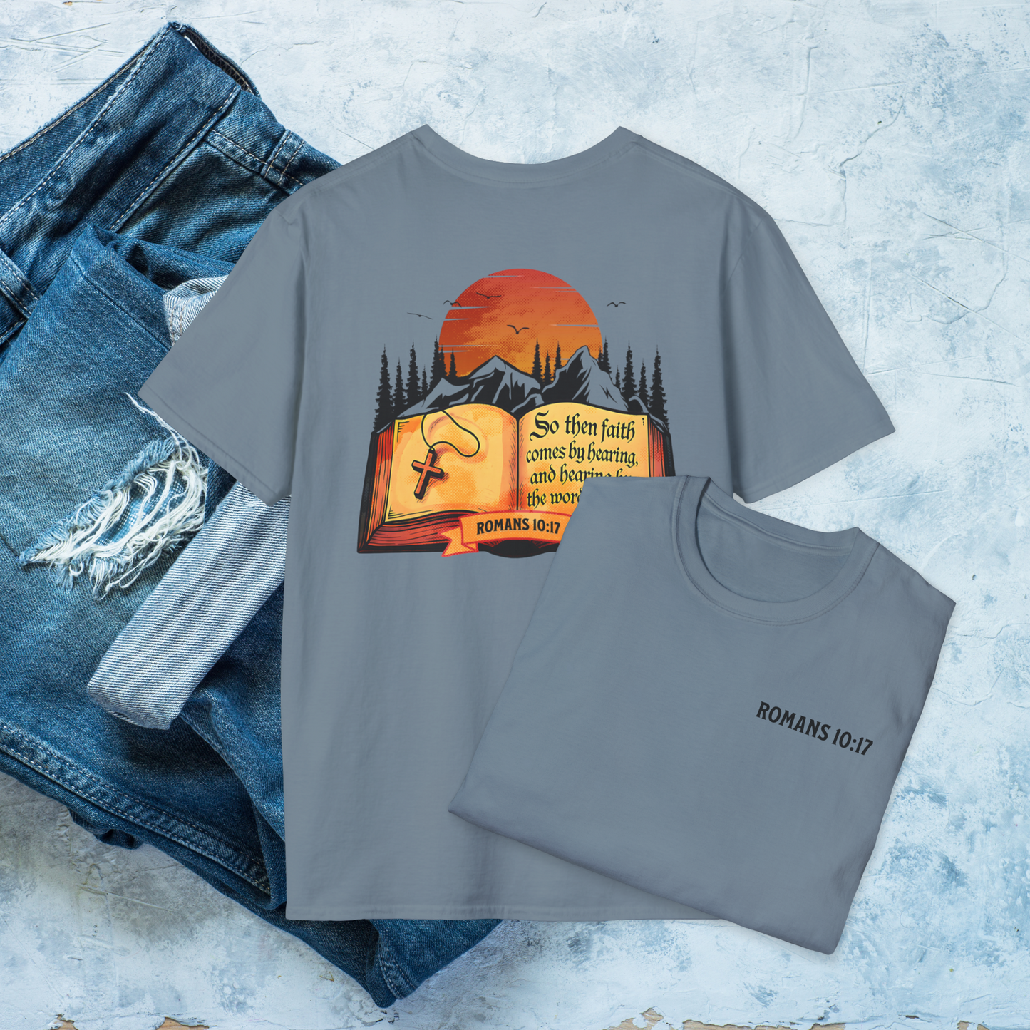 Romans 10:17 Faith Shirt, Scripture Verse Christian T-Shirt, Bible Graphic Tee, Hearing by the Word of God