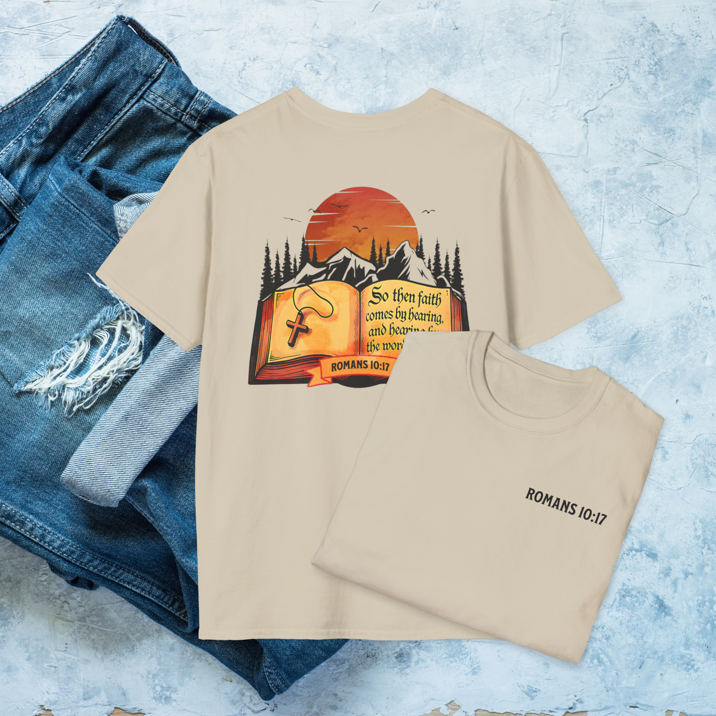 Romans 10:17 Faith Shirt, Scripture Verse Christian T-Shirt, Bible Graphic Tee, Hearing by the Word of God