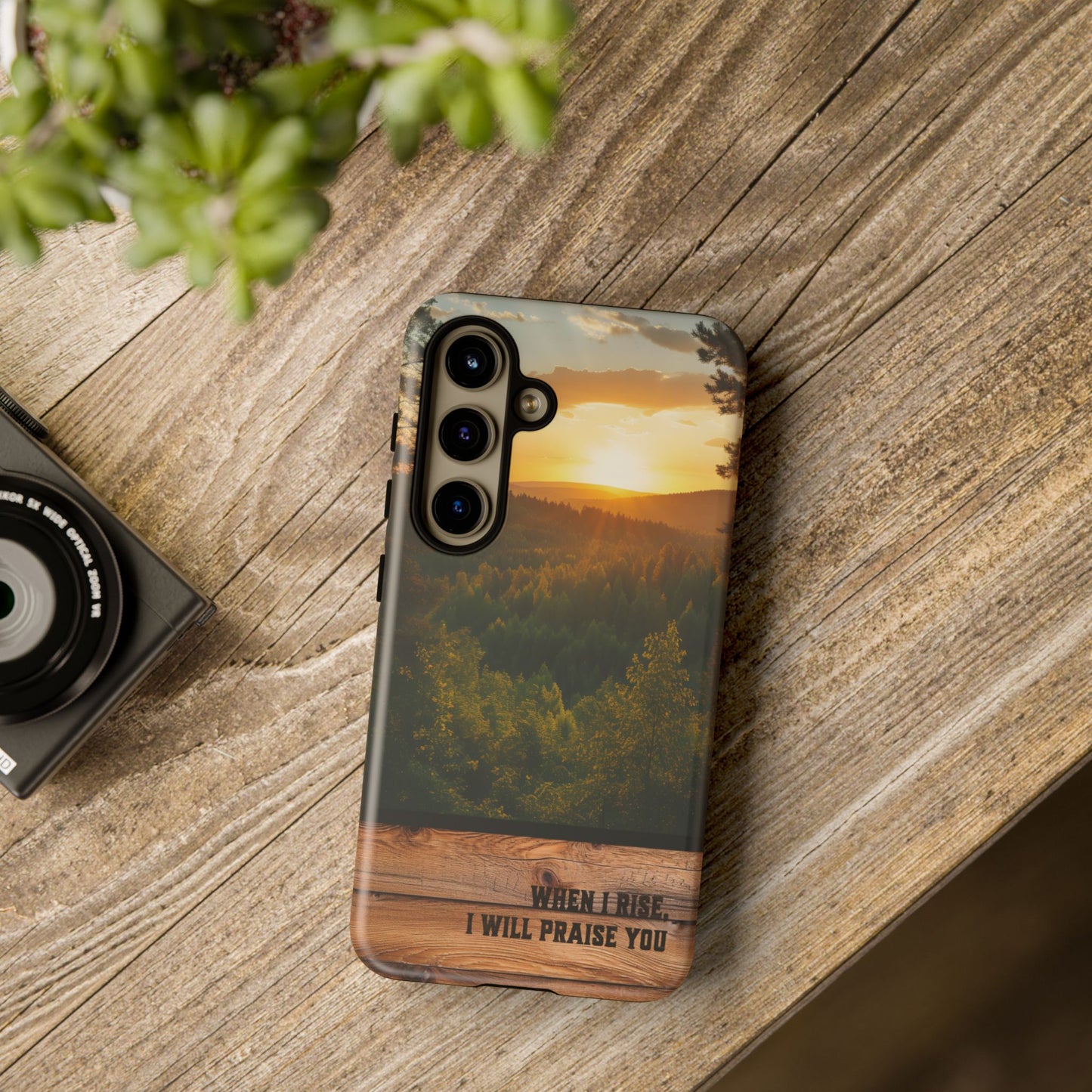When I Rise Phone Case, Christian Forest Sunrise iPhone Cover, Psalm-Inspired Tough Case, Samsung Case