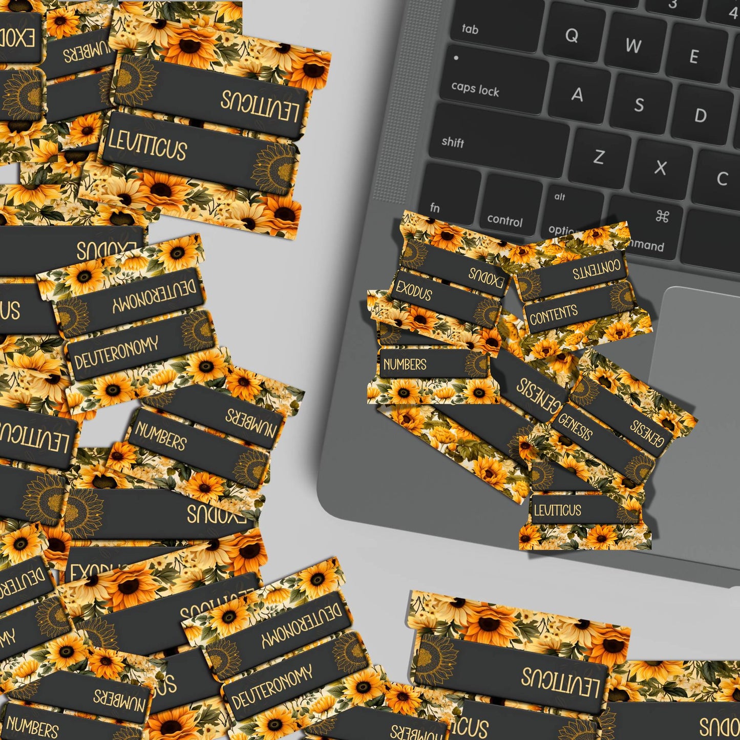 Sunflower Bible Tabs, Christian Planner Tabs, Bible Book Dividers, Floral Bible Accessories, Scripture Study Tabs