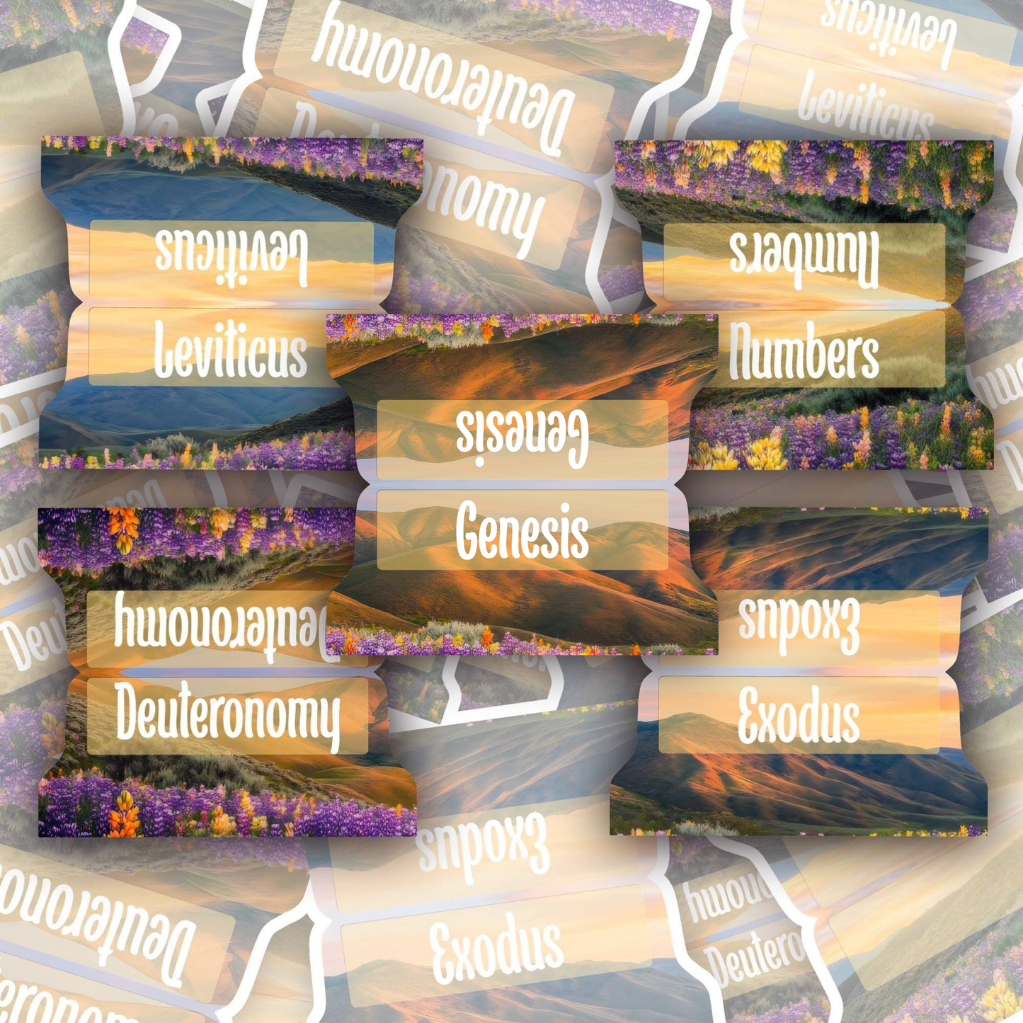 Wildflower Mountain Bible Tabs, Scenic Scripture Divider Tabs, Sunset Floral Bible Book Tabs, Christian Bible Study Accessories