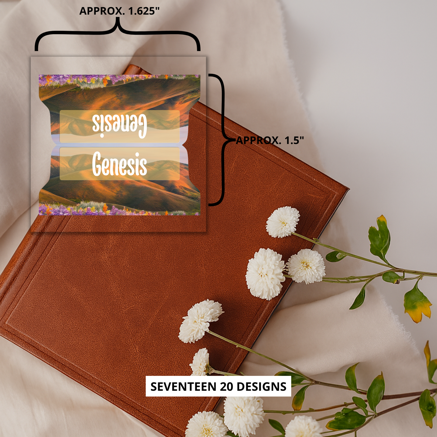 Wildflower Mountain Bible Tabs, Scenic Scripture Divider Tabs, Sunset Floral Bible Book Tabs, Christian Bible Study Accessories