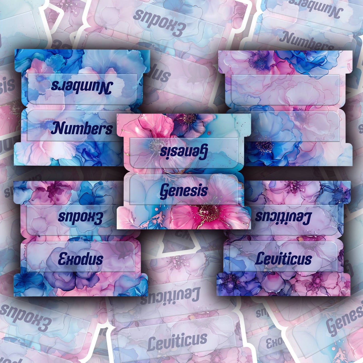Floral Alcohol Ink Bible Tabs, Bible Book Tabs, Scripture Divider Tabs, Floral Themed Bible Tabs