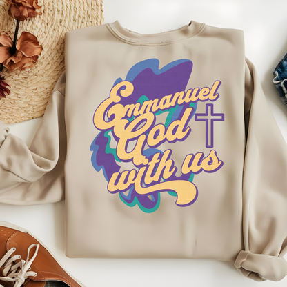 Emmanuel God With Us Crewneck Sweatshirt, Christian Faith Tee, Inspirational Scripture Shirt, Religious Gift Idea