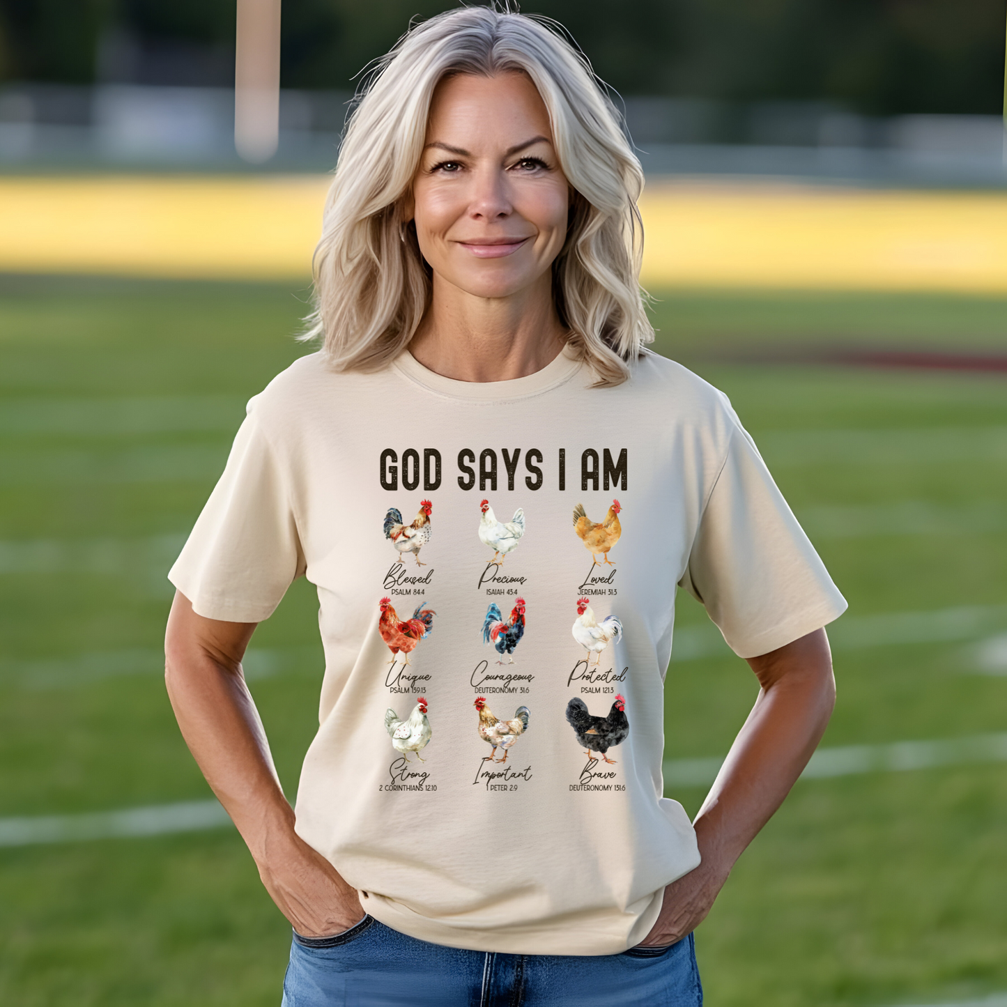 God Says I Am Chicken T-Shirt, Christian Farm Tee, Bible Verse Shirt, Inspirational Faith Shirt, Unique Rooster Design Tee, Religious Graphic Tee