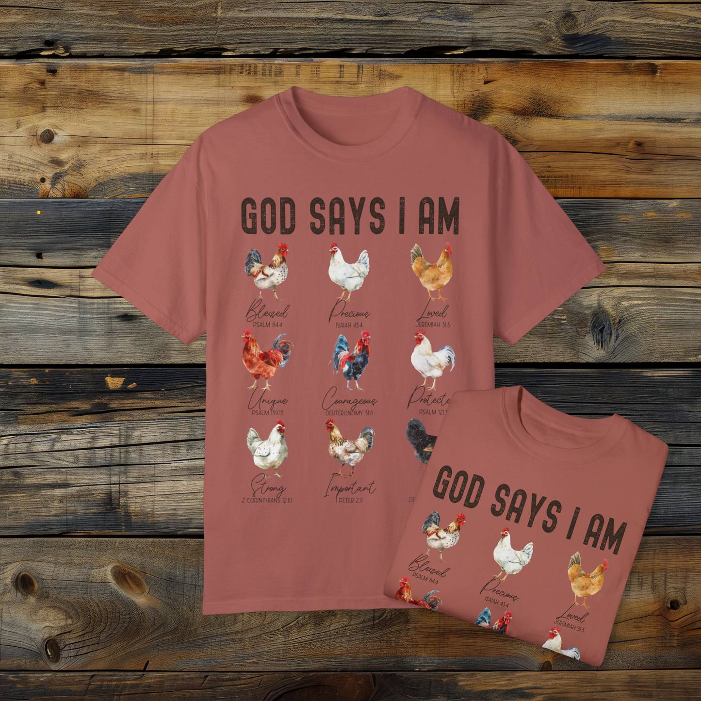 God Says I Am Chicken T-Shirt, Christian Farm Tee, Bible Verse Shirt, Inspirational Faith Shirt, Unique Rooster Design Tee, Religious Graphic Tee