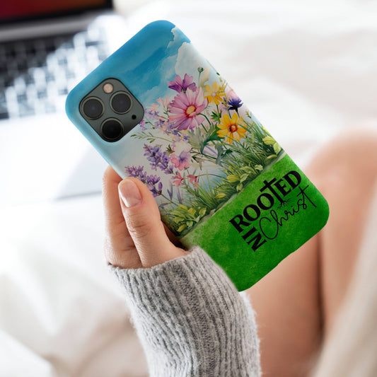 Rooted in Christ Floral Phone Case, Christian Wildflower iPhone Case, Floral Phone Case, Rooted in Christ, iPhone Case, Samsung Case, Tough Protective Cover