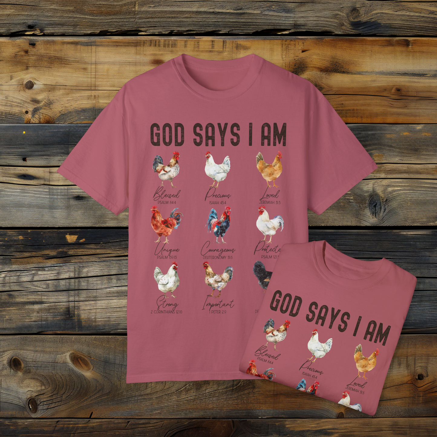 God Says I Am Chicken T-Shirt, Christian Farm Tee, Bible Verse Shirt, Inspirational Faith Shirt, Unique Rooster Design Tee, Religious Graphic Tee