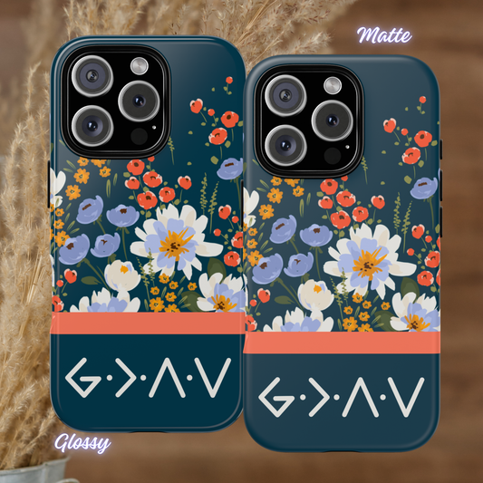 Floral Phone Case, God Is Greater Phone Case, Faith iPhone Cover, Christian Phone Case, iPhone Case, Samsung Case, Tough Protective Cover