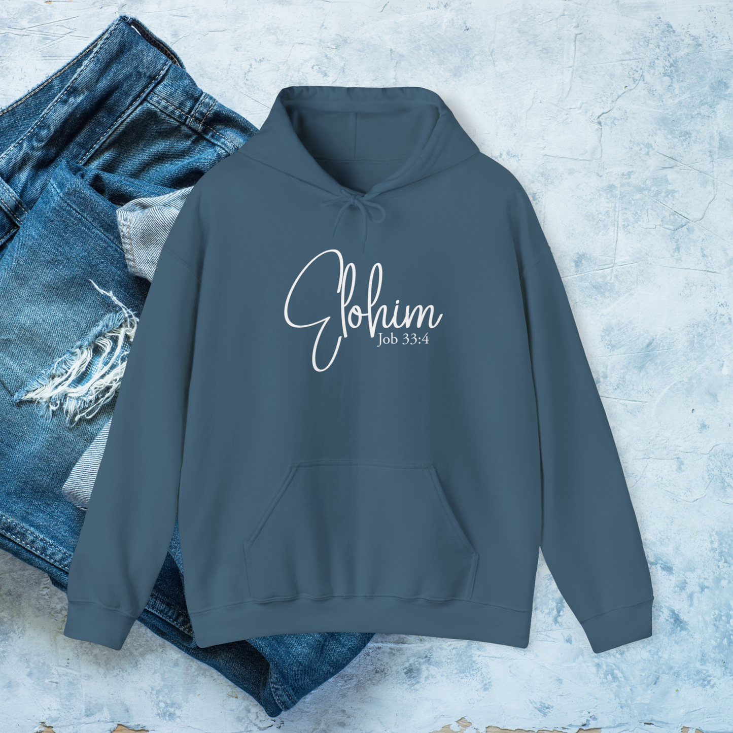 Elohim Hoodie, Job 33:4 Bible Verse Sweatshirt, Christian Faith Apparel, Religious Gift