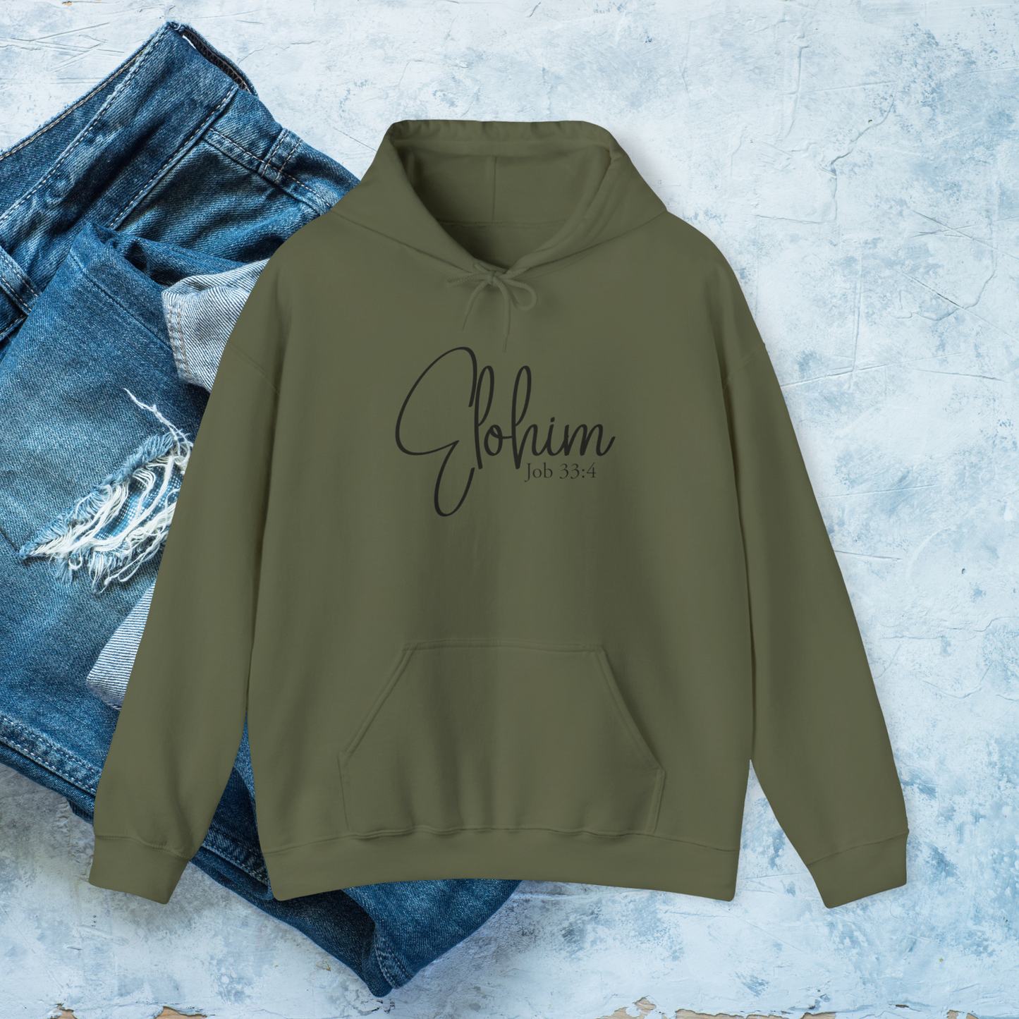 Elohim Hoodie, Job 33:4 Bible Verse Sweatshirt, Christian Faith Apparel, Religious Gift